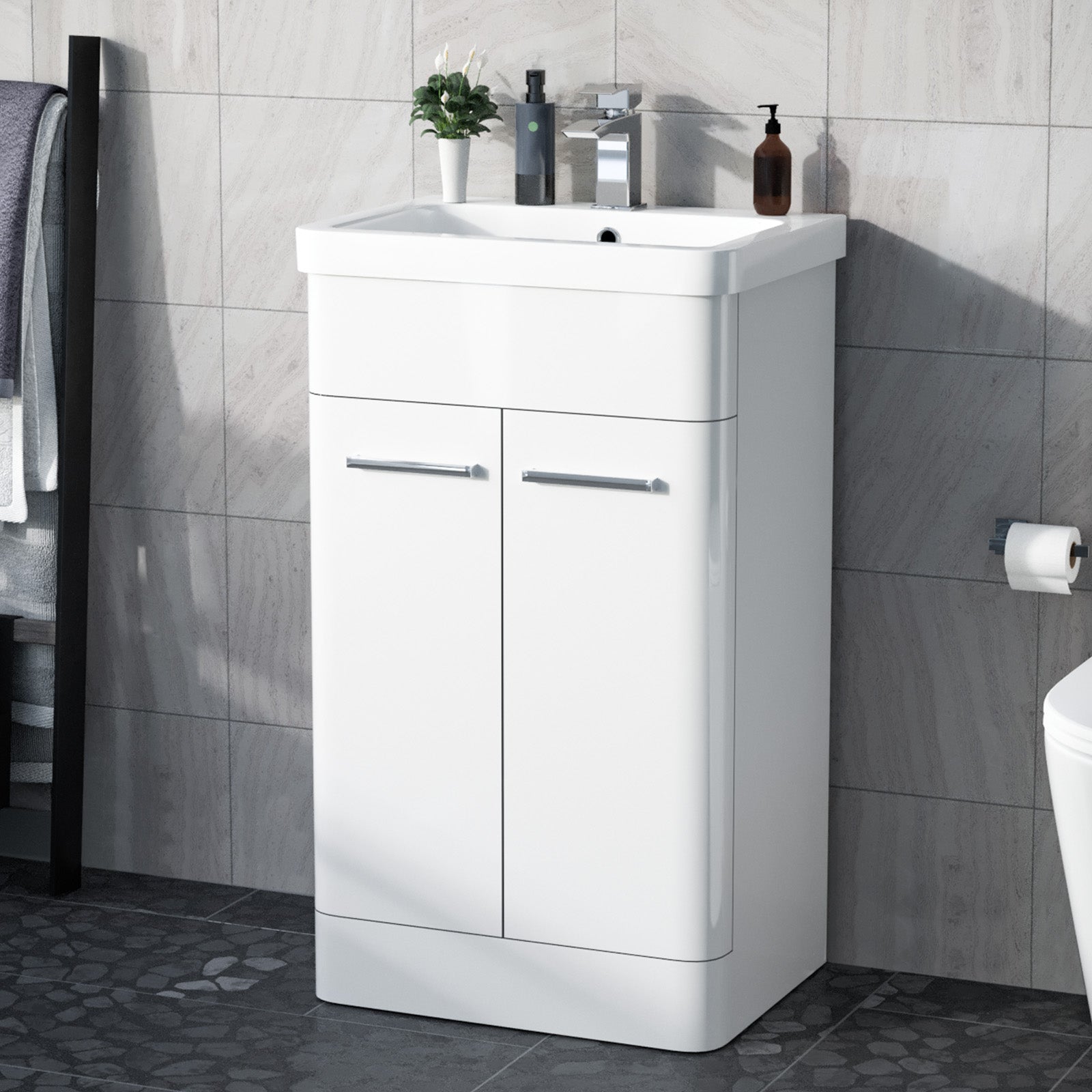 Afern 500mm Vanity Unit Cabinet and Wash Basin White