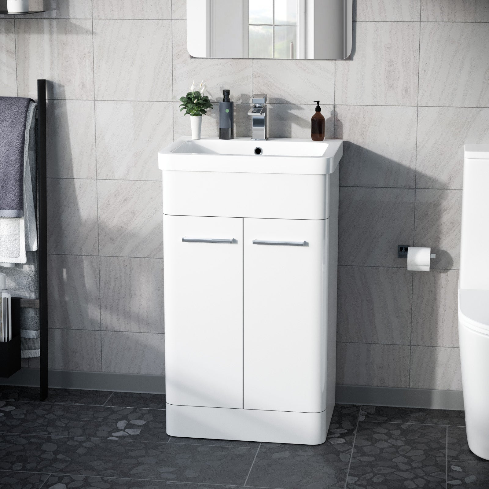 Afern 600mm Vanity Unit Cabinet and Wash Basin White
