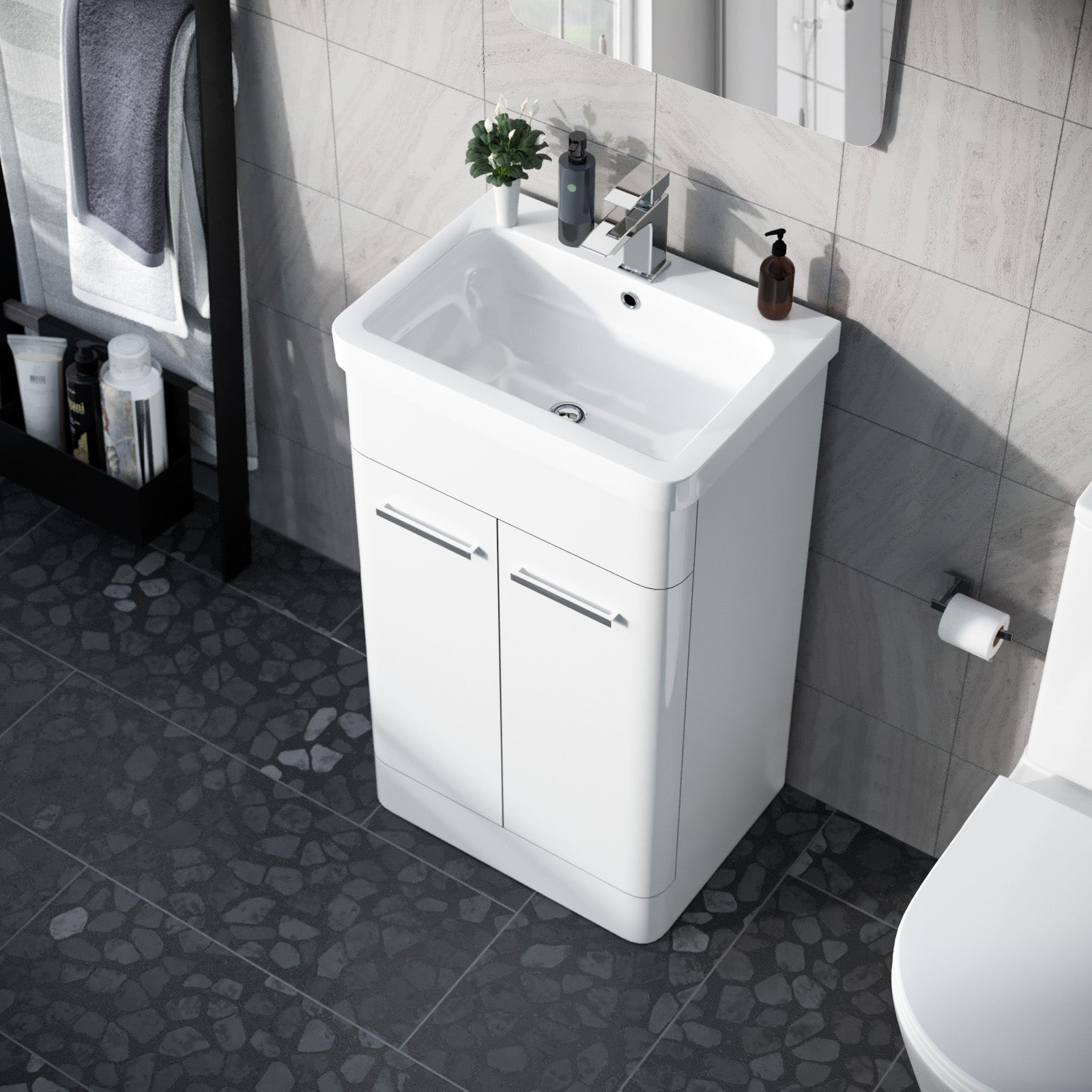 Afern 600mm Vanity Unit Cabinet and Wash Basin White