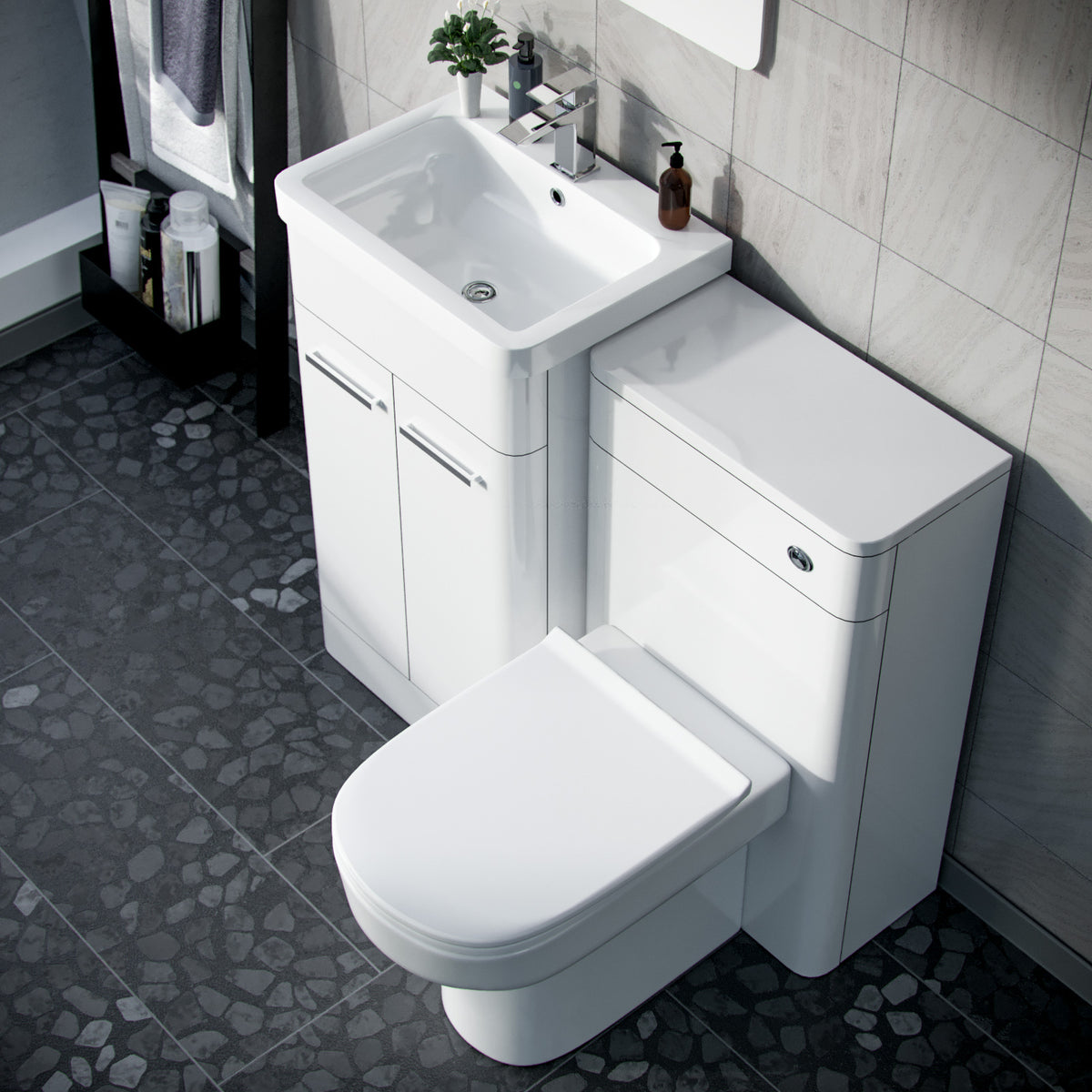 Afern 500mm Basin Vanity Unit, WC Unit & Back To Wall Toilet - White
