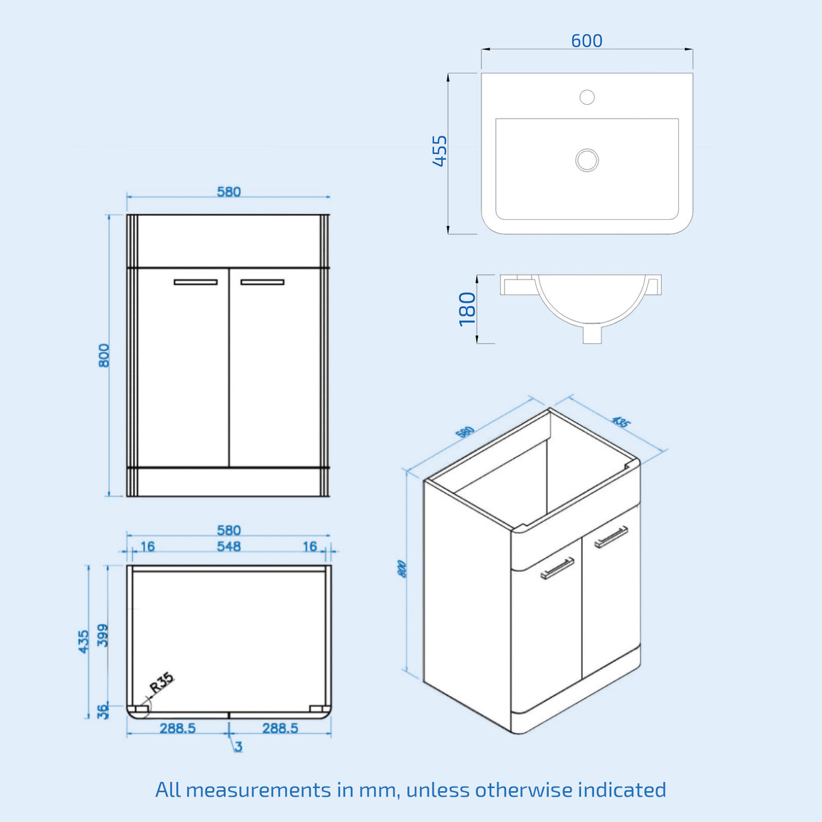 Afern Matte Grey 1100mm Freestanding Vanity WC Unit & Rimless BTW Toilet