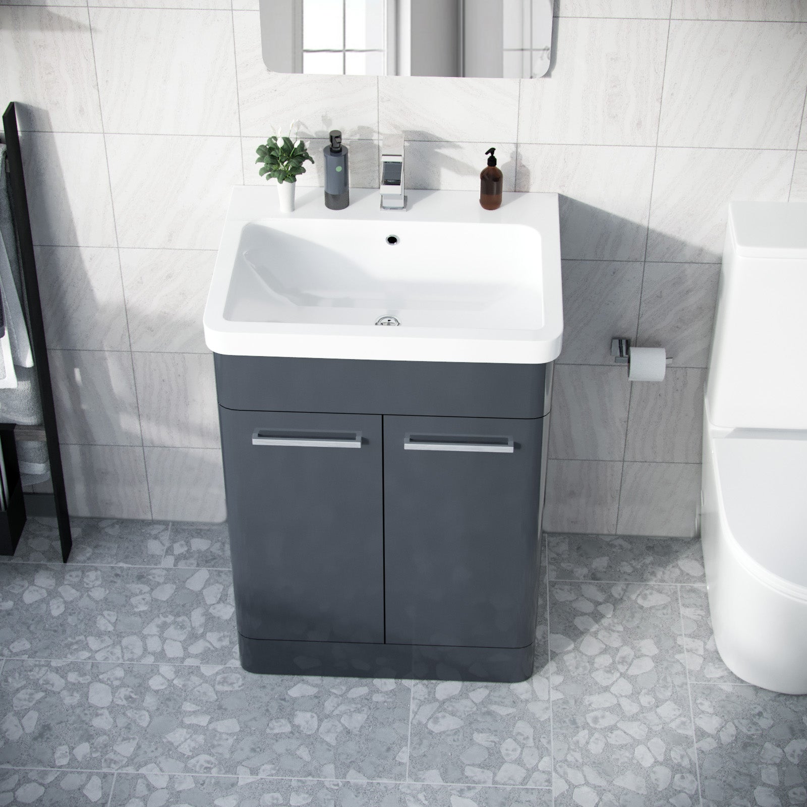 Afern 600mm Vanity Unit Cabinet and Wash Basin Anthracite