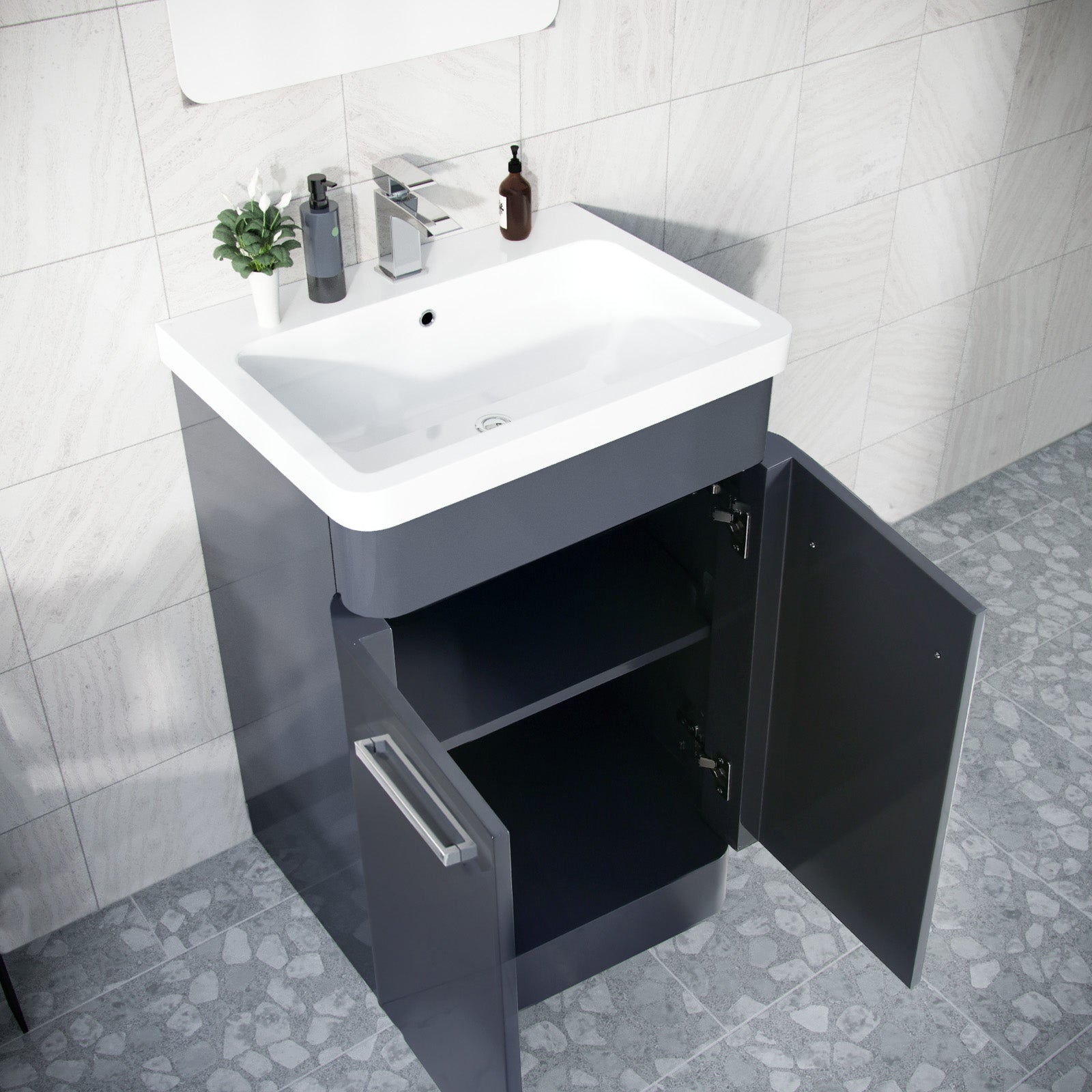 Afern 600mm Vanity Unit Cabinet and Wash Basin Anthracite