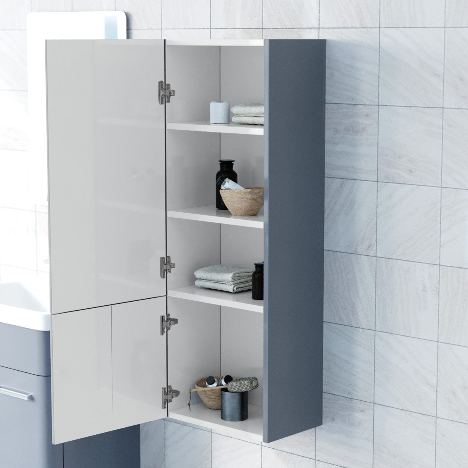 Afern 600mm Freestanding Dark Grey Basin Vanity & 350mm Wall Hung Cabinet