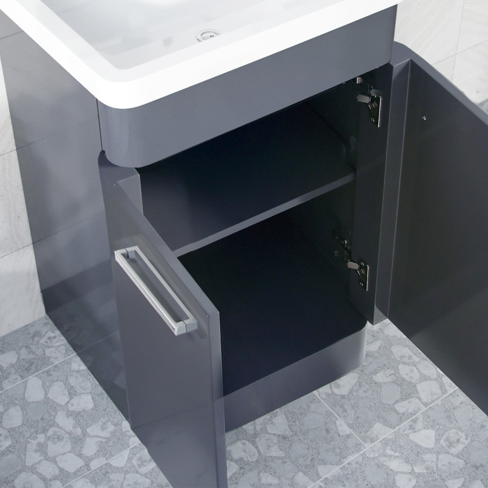 Afern 600mm Freestanding Dark Grey Basin Vanity & 350mm Wall Hung Cabinet