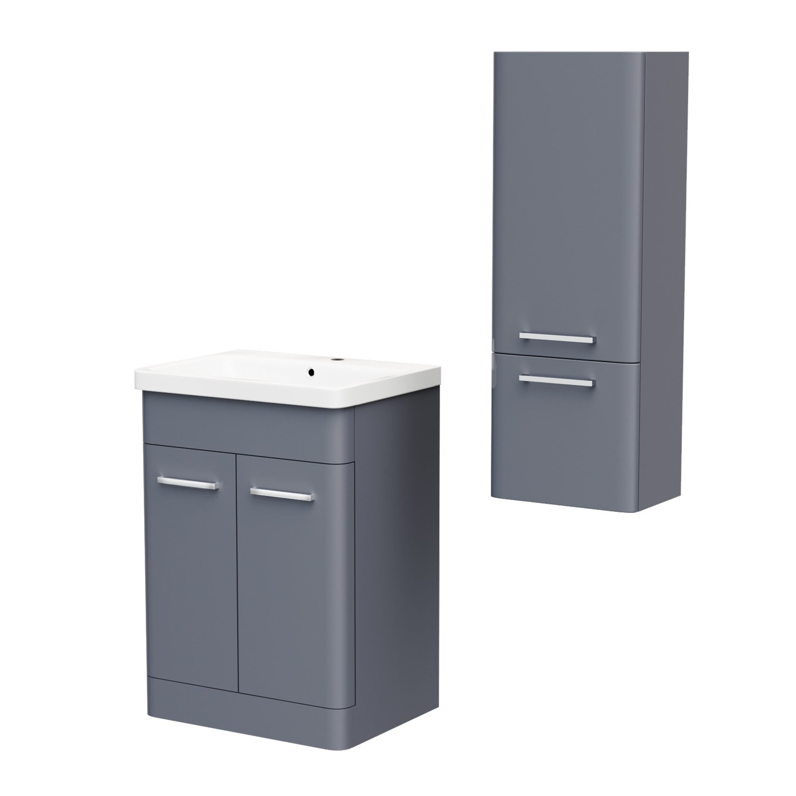 Afern 600mm Freestanding Dark Grey Basin Vanity & 350mm Wall Hung Cabinet