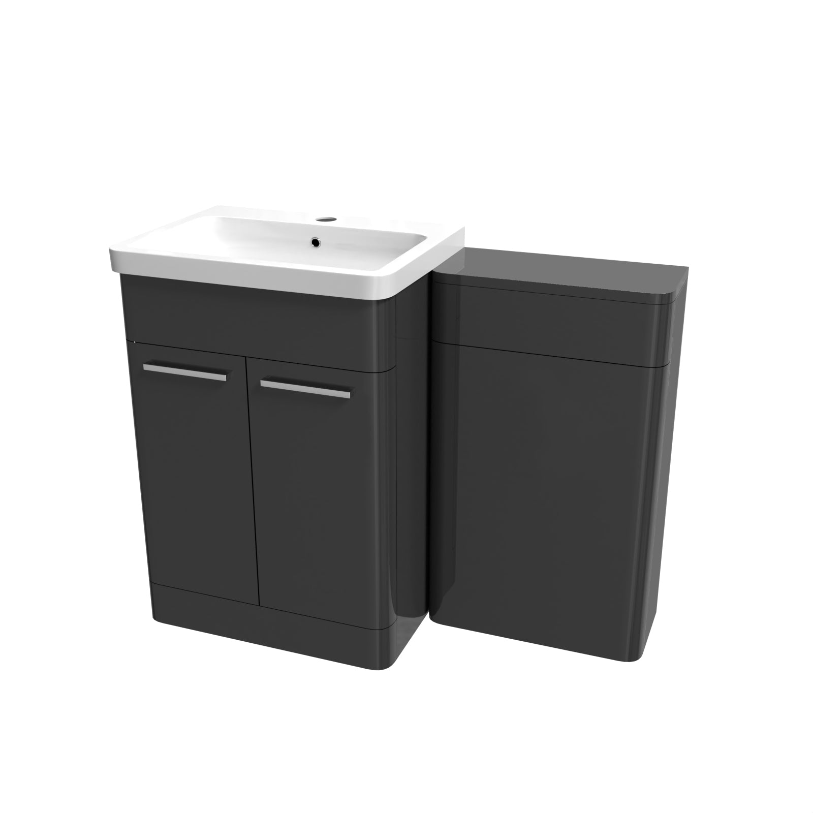 Dark Grey 1100mm Freestanding Cabinet Ceramic Basin & WC Unit