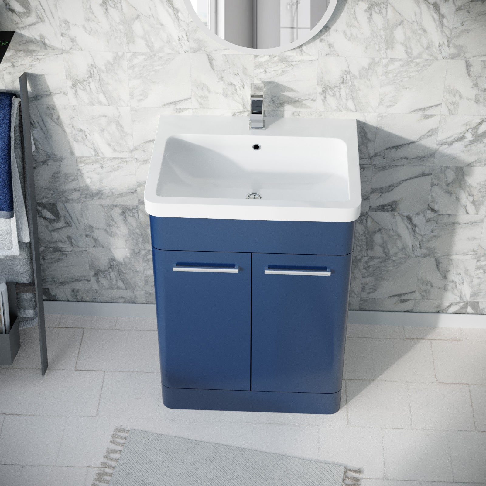 Afern 600mm Freestanding Vanity Unit Cabinet and Wash Basin Royal Blue