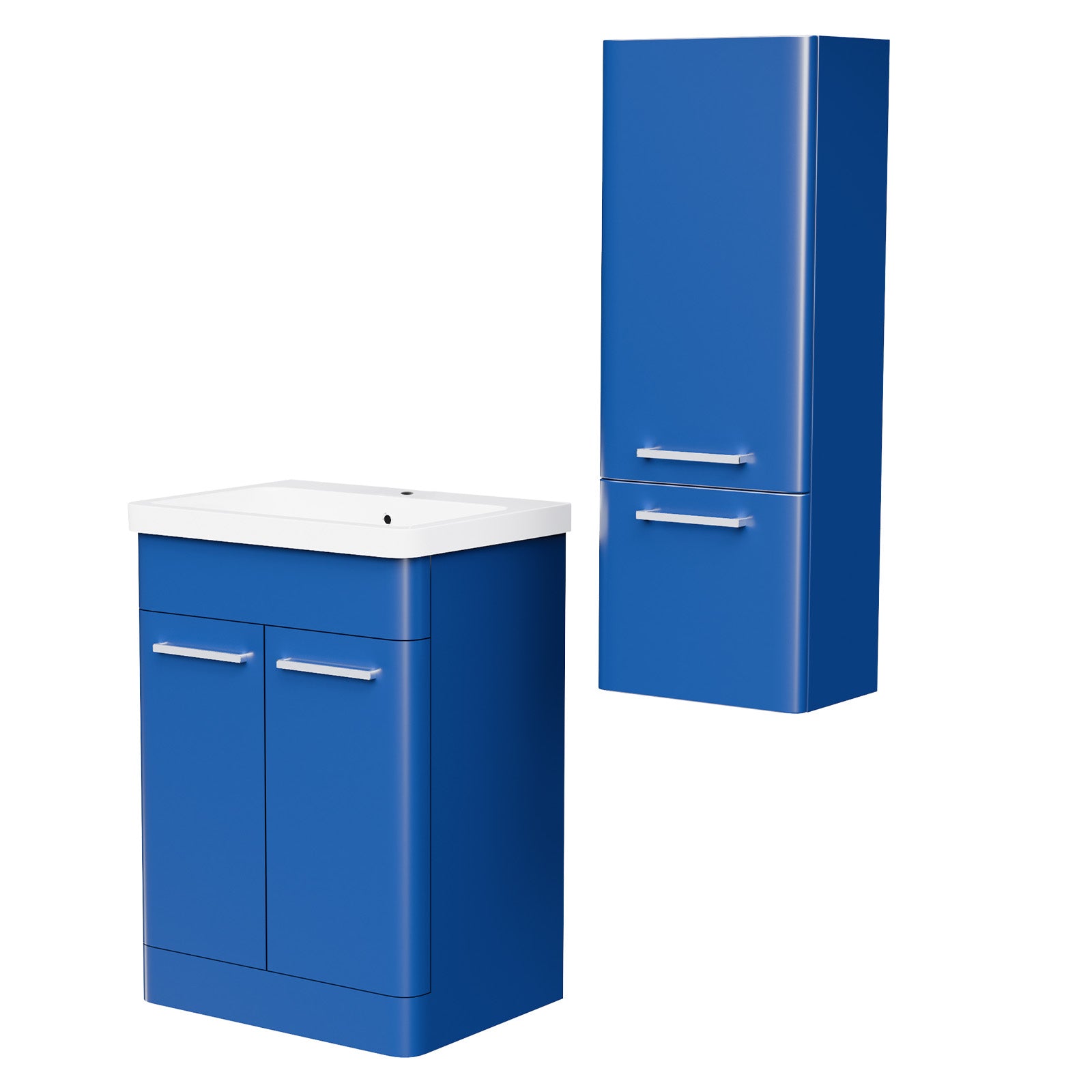 Afern 500mm Freestanding Matte Blue Vanity & 350mm Wall Hung Cabinet