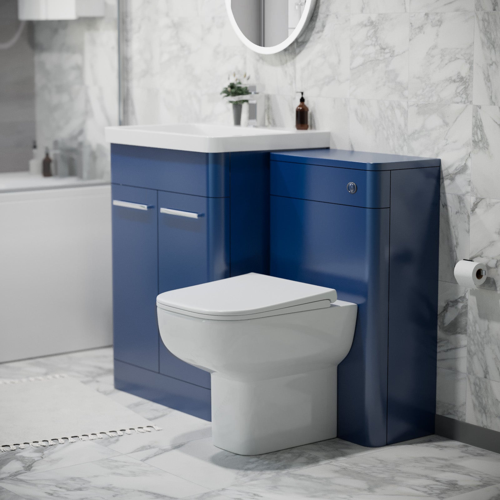 Afern 1100mm Freestanding Vanity Unit with Basin, Toilet, WC unit Royal Blue