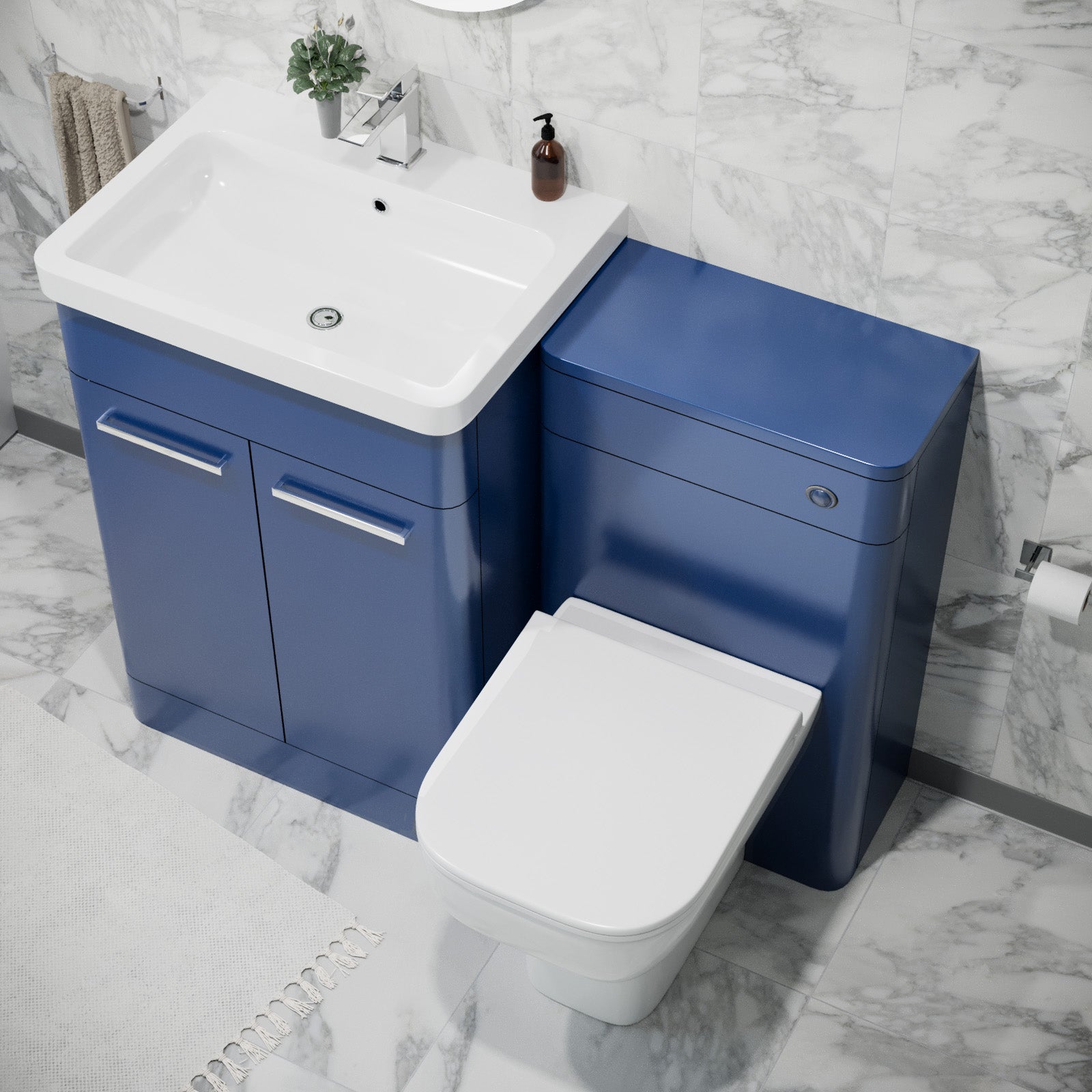 Afern 1100mm Freestanding Vanity Unit with Basin, Toilet, WC unit Royal Blue