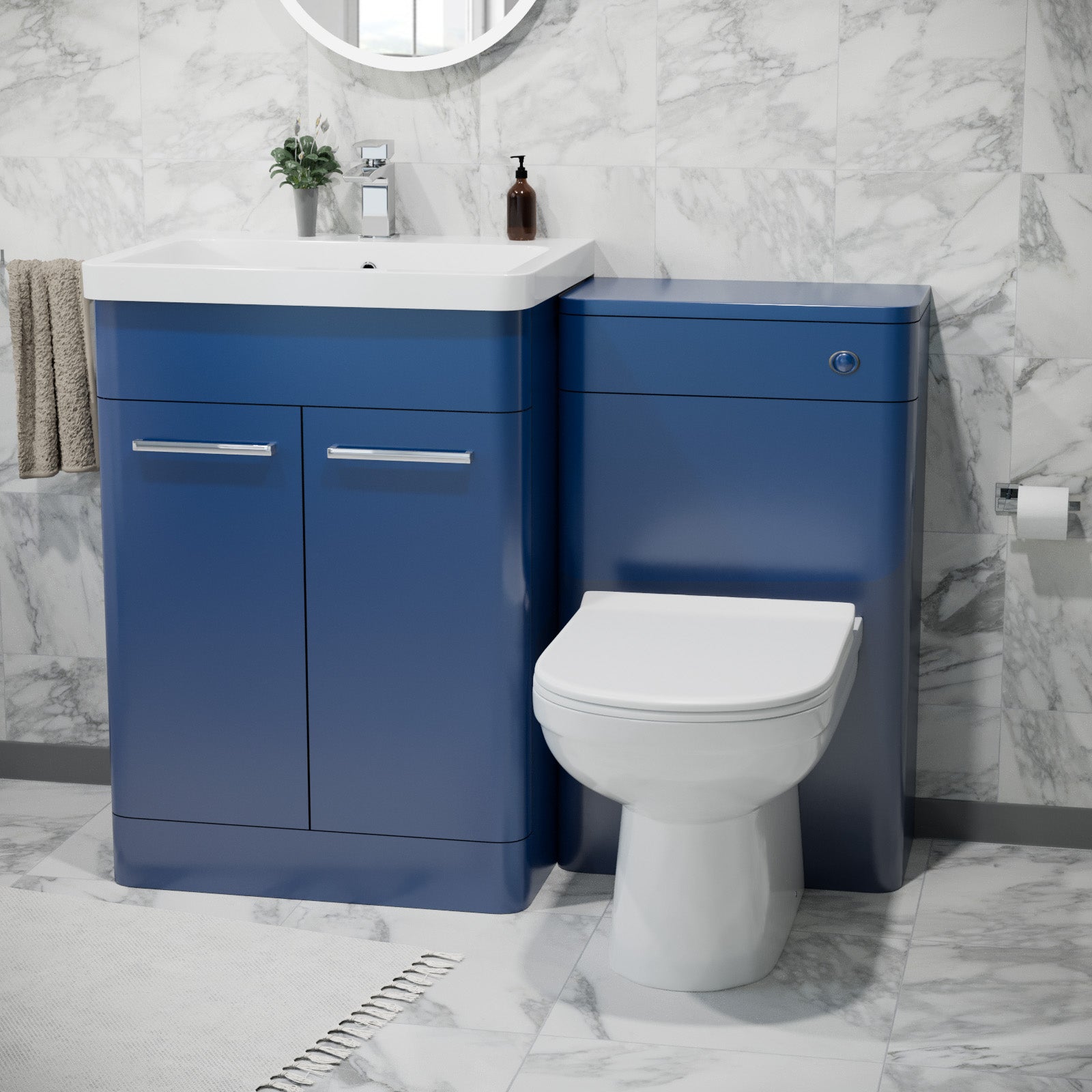 Afern 600mm Freestanding Vanity Unit with Basin, Toilet, WC unit Royal Blue