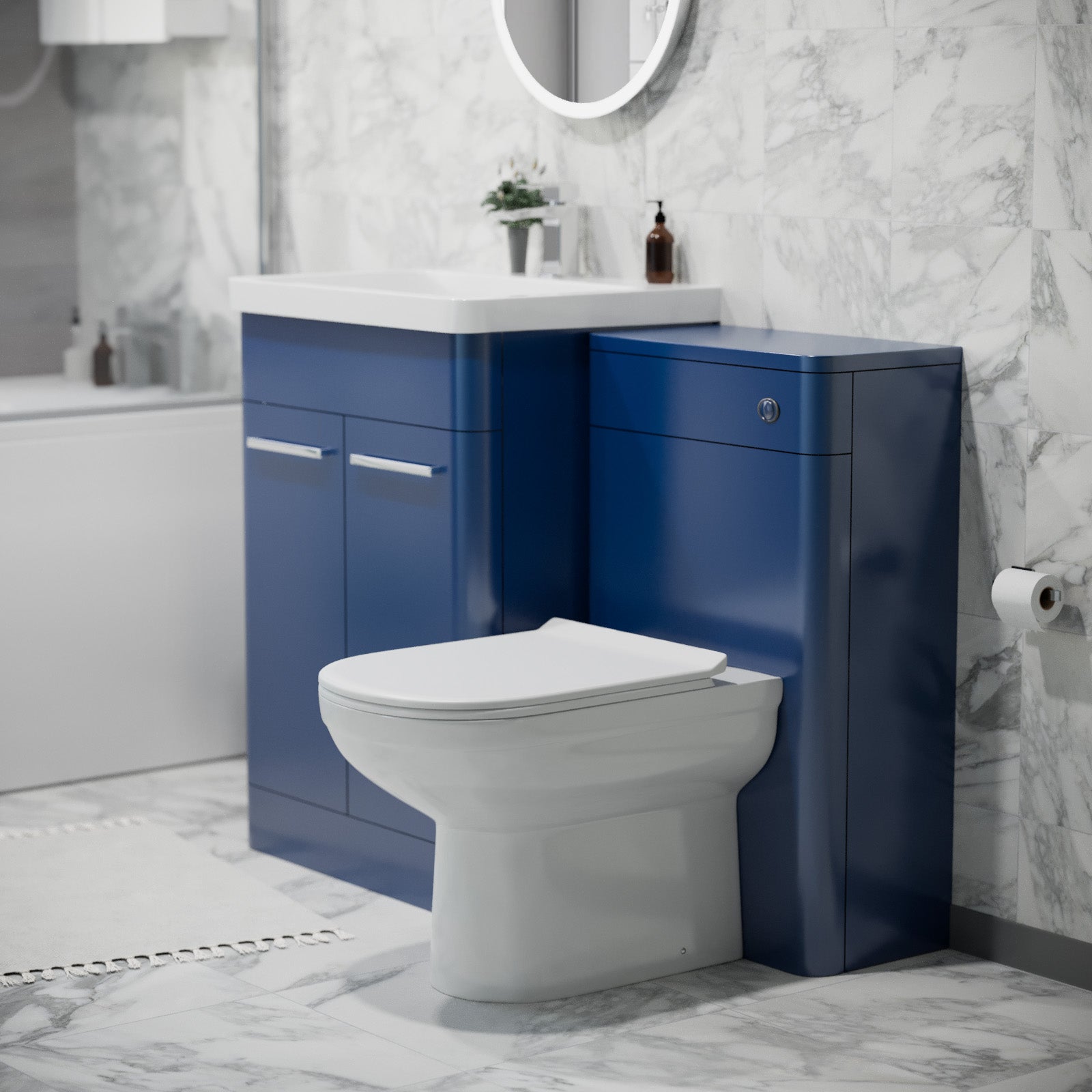 Afern 600mm Freestanding Vanity Unit with Basin, Toilet, WC unit Royal Blue