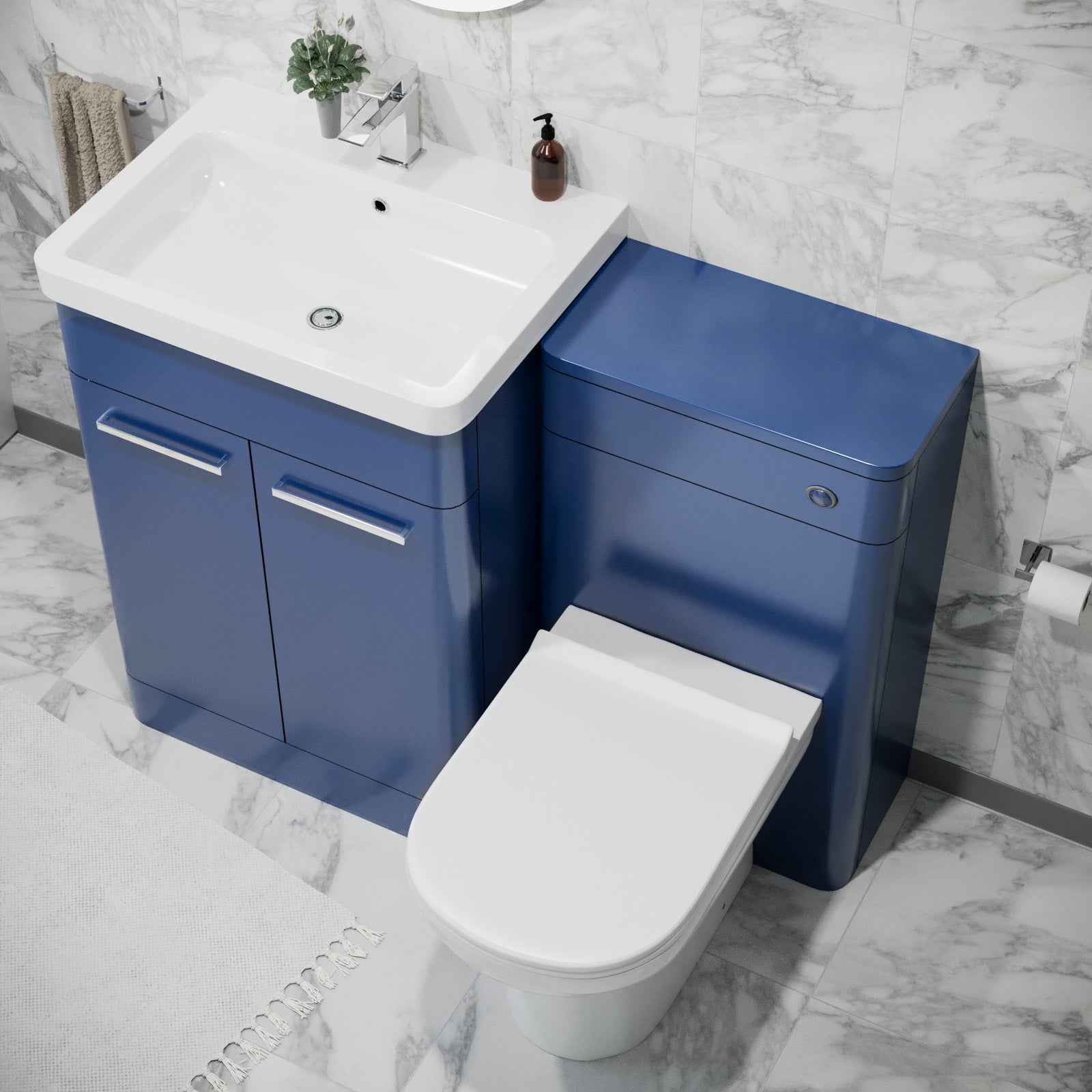 Afern 600mm Freestanding Vanity Unit with Basin, Toilet, WC unit Royal Blue