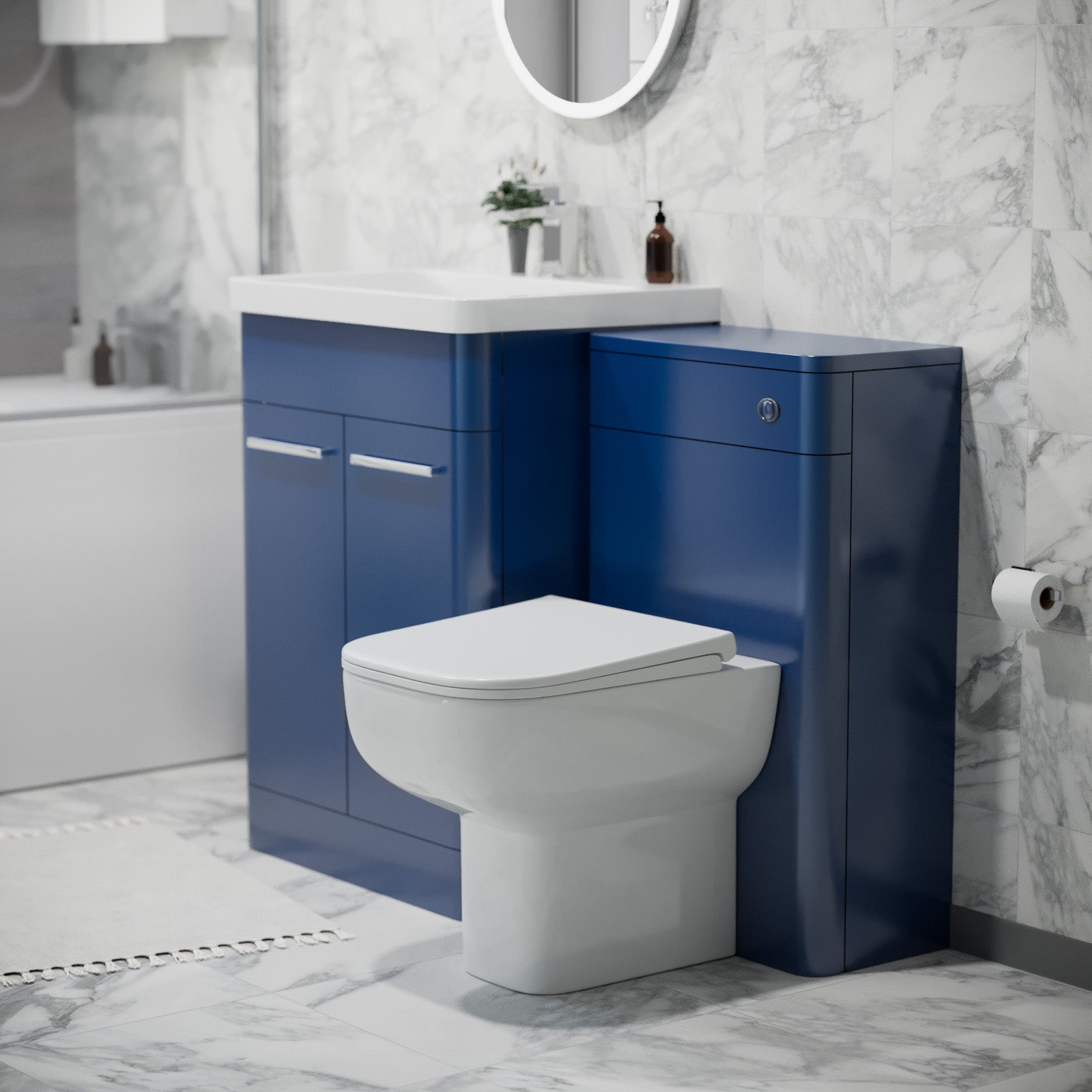 Afern 600mm Freestanding Vanity Unit with Basin, Toilet, WC unit Royal Blue