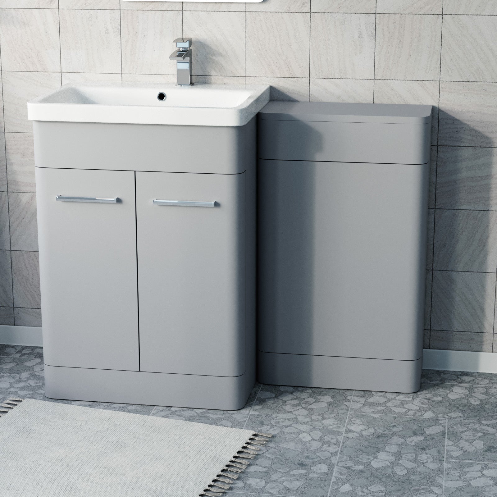 Afern Matte Grey 1100mm Freestanding Cabinet Ceramic Basin WC Unit Flat Pack