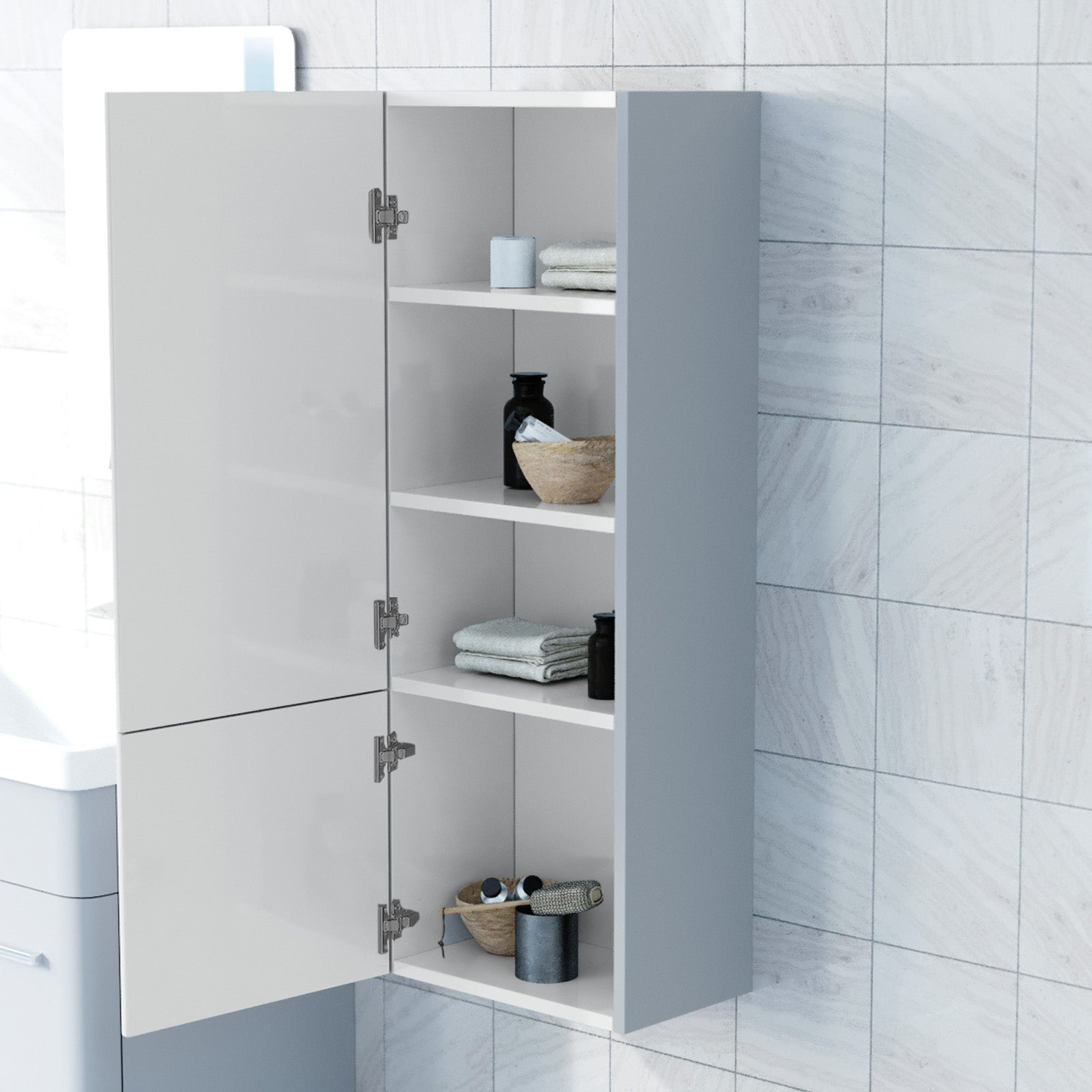 Afern 600mm Freestanding Matte Grey Basin Vanity & 350mm Wall Hung Cabinet