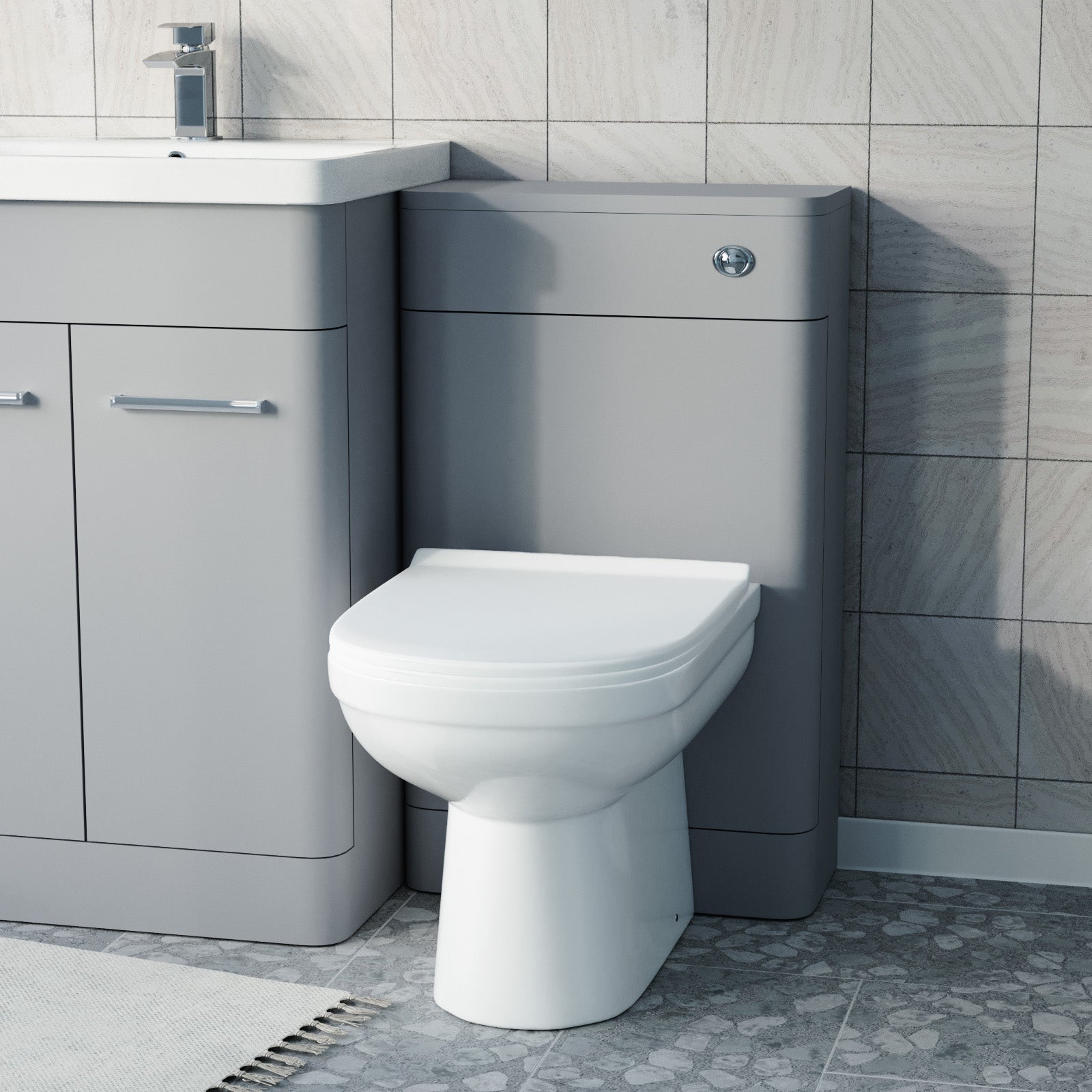 Afern Matte Grey 600mm Freestanding Basin Vanity WC Unit & Toilet