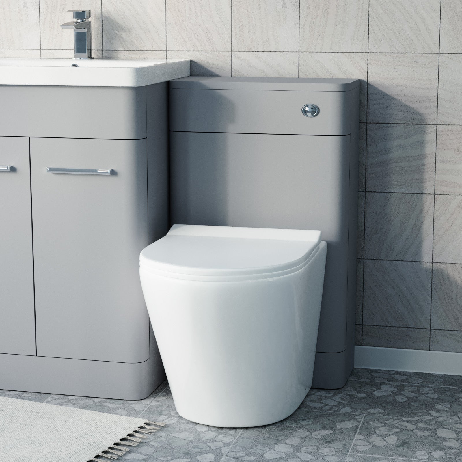 Afern Matte Grey 600mm Freestanding Modern Basin Vanity WC Unit & Toilet