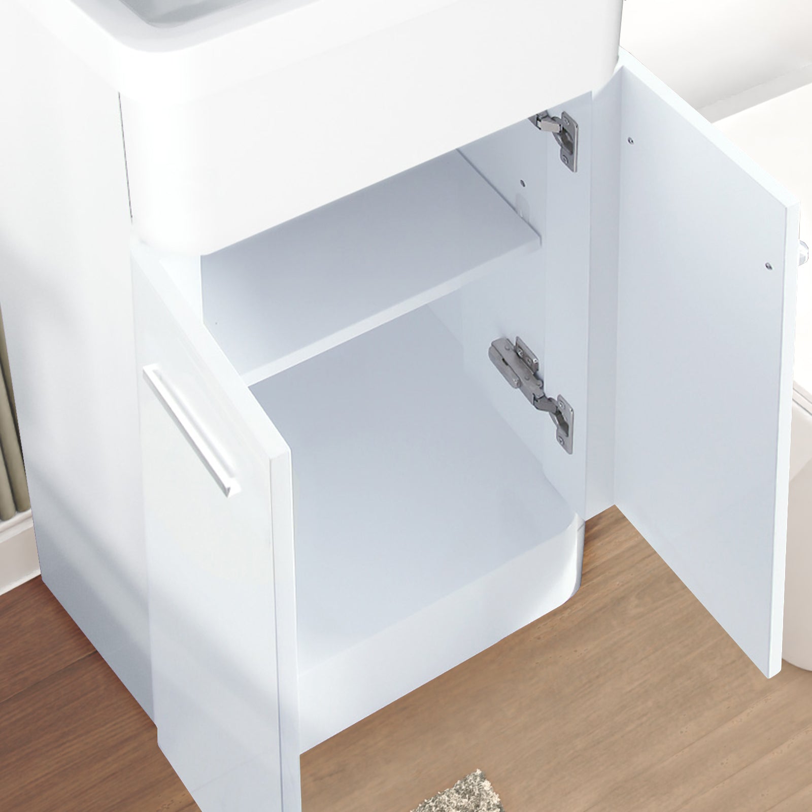 Afern White 1100mm Freestanding Basin Cabinet, WC Unit and Square BTW Toilet