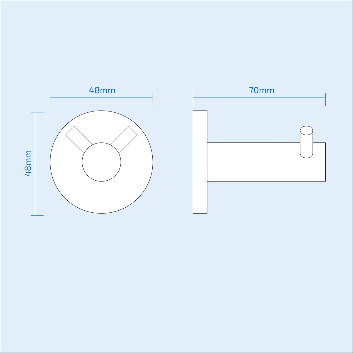 Round 70mm Double Robe Hook Brushed Brass