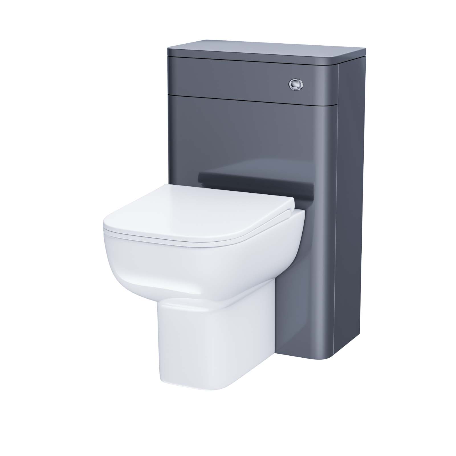 Afern Freestanding Anthracite 500mm WC Unit with Rimless Back To Wall Toilet
