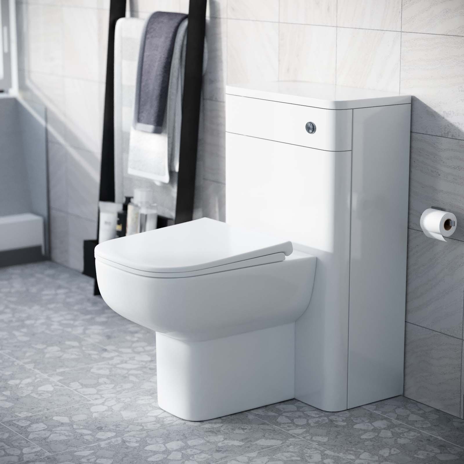 Afern Modern 500mm Rimless Back To Wall WC Toilet Gloss White