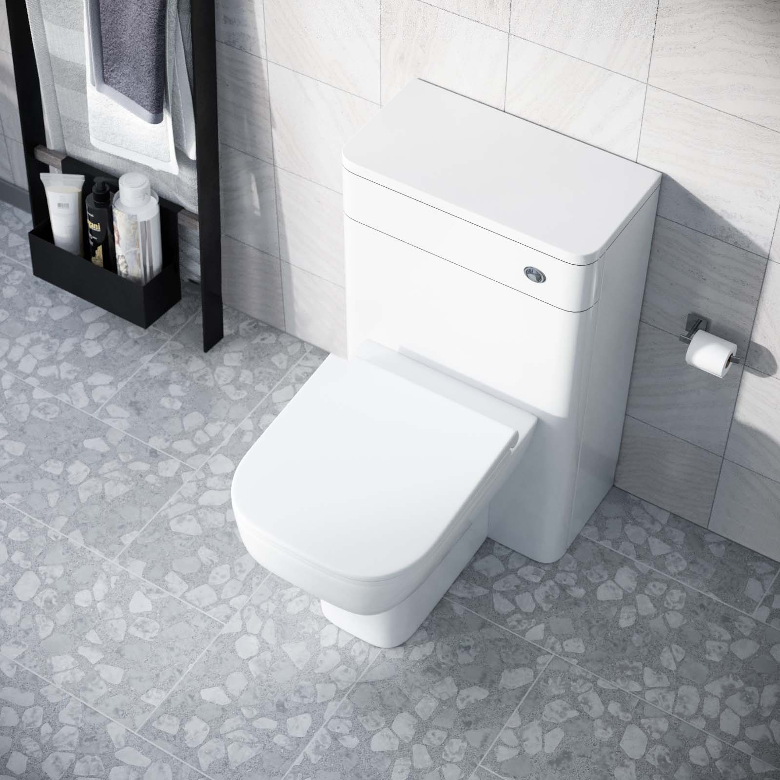 Afern Modern 500mm Rimless Back To Wall WC Toilet Gloss White