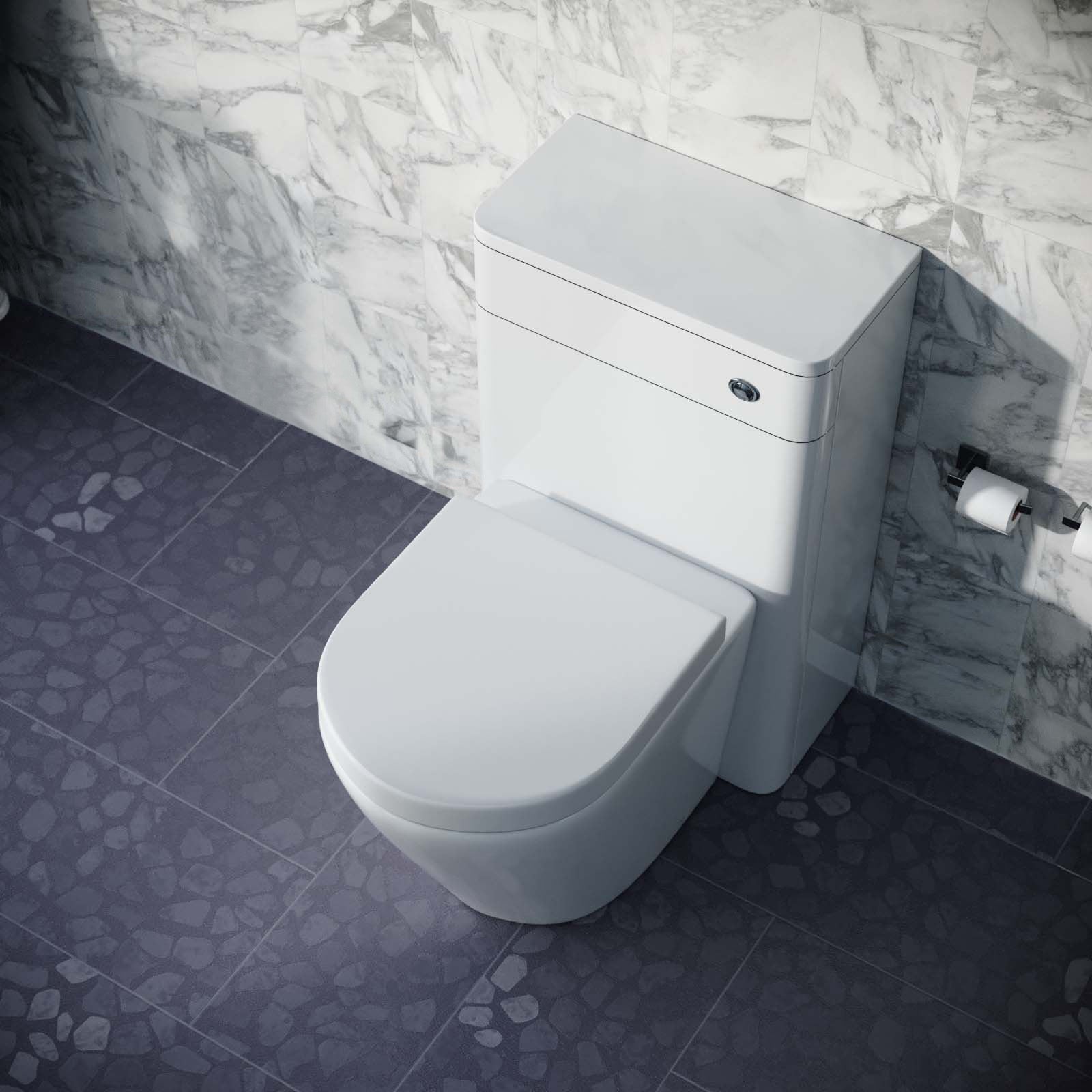 Afern Modern 500mm Back To Wall WC Rimless Toilet Gloss White Space Saving