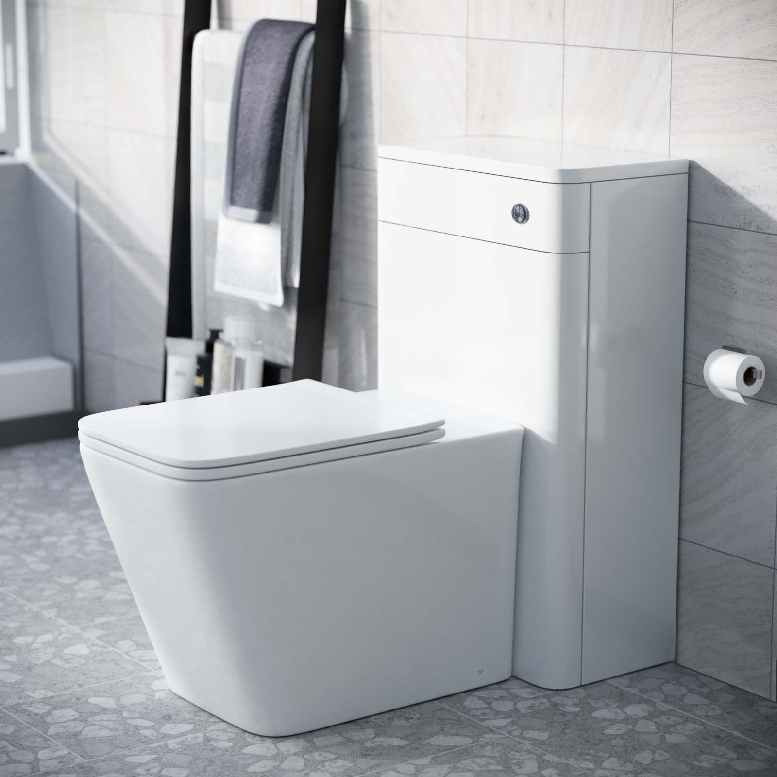 Afern Modern White 500mm Back To Wall WC Toilet Unit Rimless Space Saving