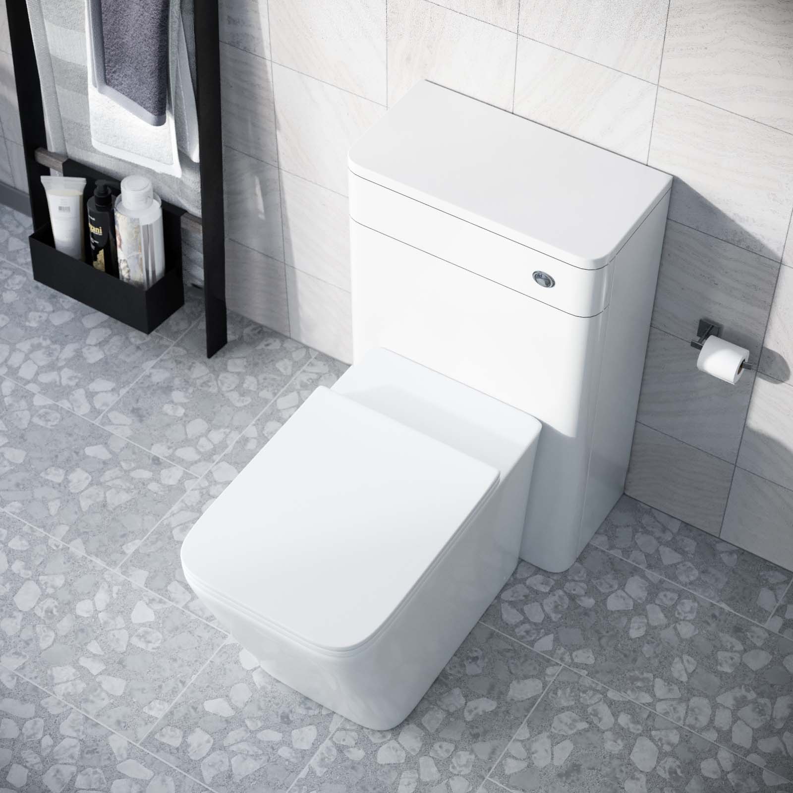 Afern Modern White 500mm Back To Wall WC Toilet Unit Rimless Space Saving
