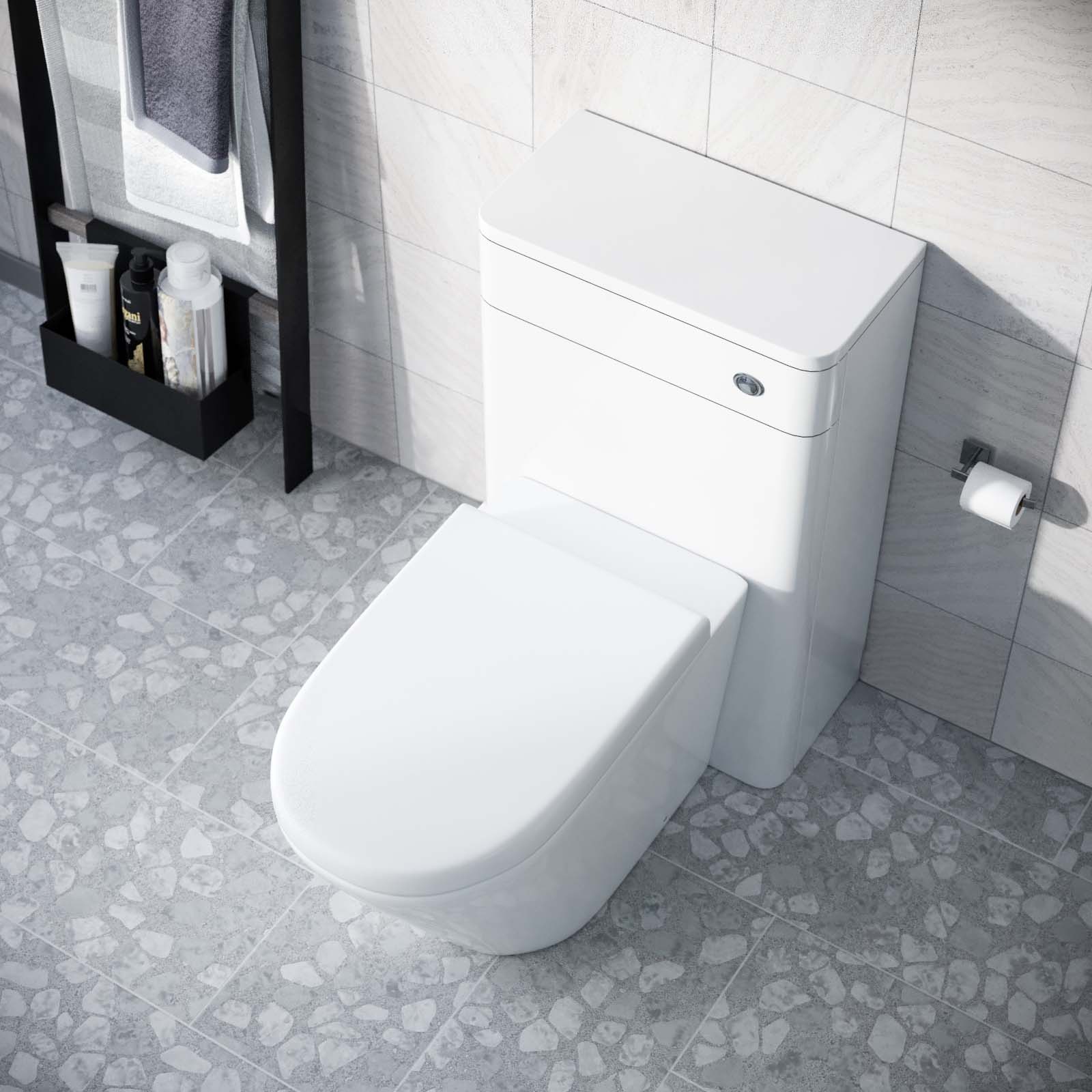 Afern 500mm Back To Wall WC Rimless Toilet Pan Unit Space Saving Afern