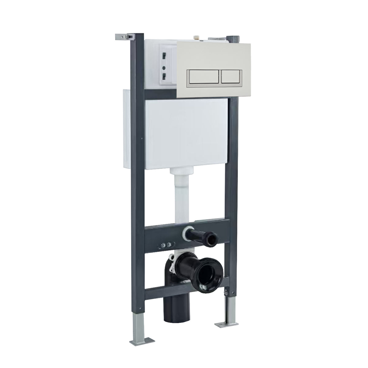 Wall Hung 1.13m Toilet Cistern Frame with Modern Chrome Button Flush Plate