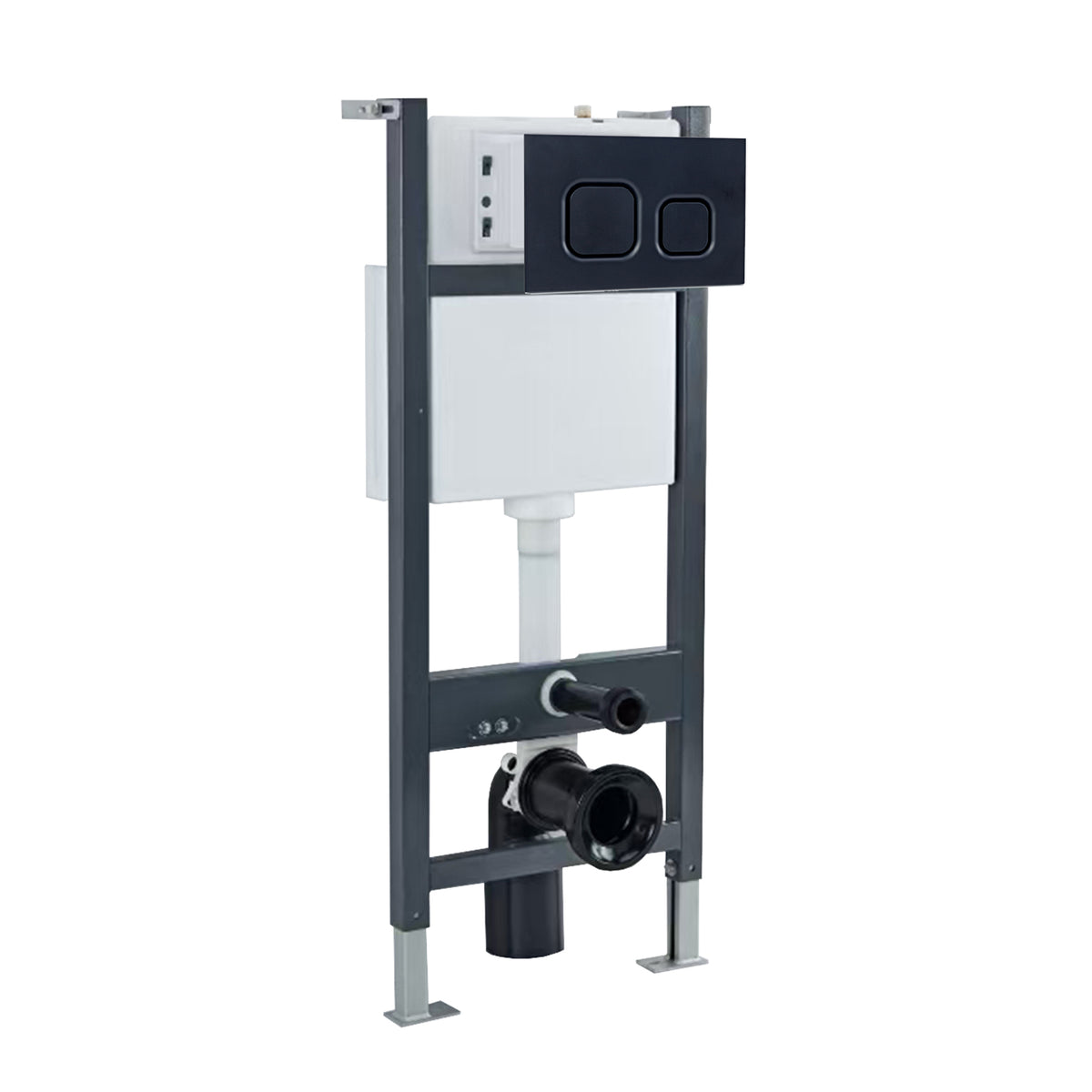 Wall Hung 1.13m Toilet Cistern Frame with Avant Matte Black Square Push Button