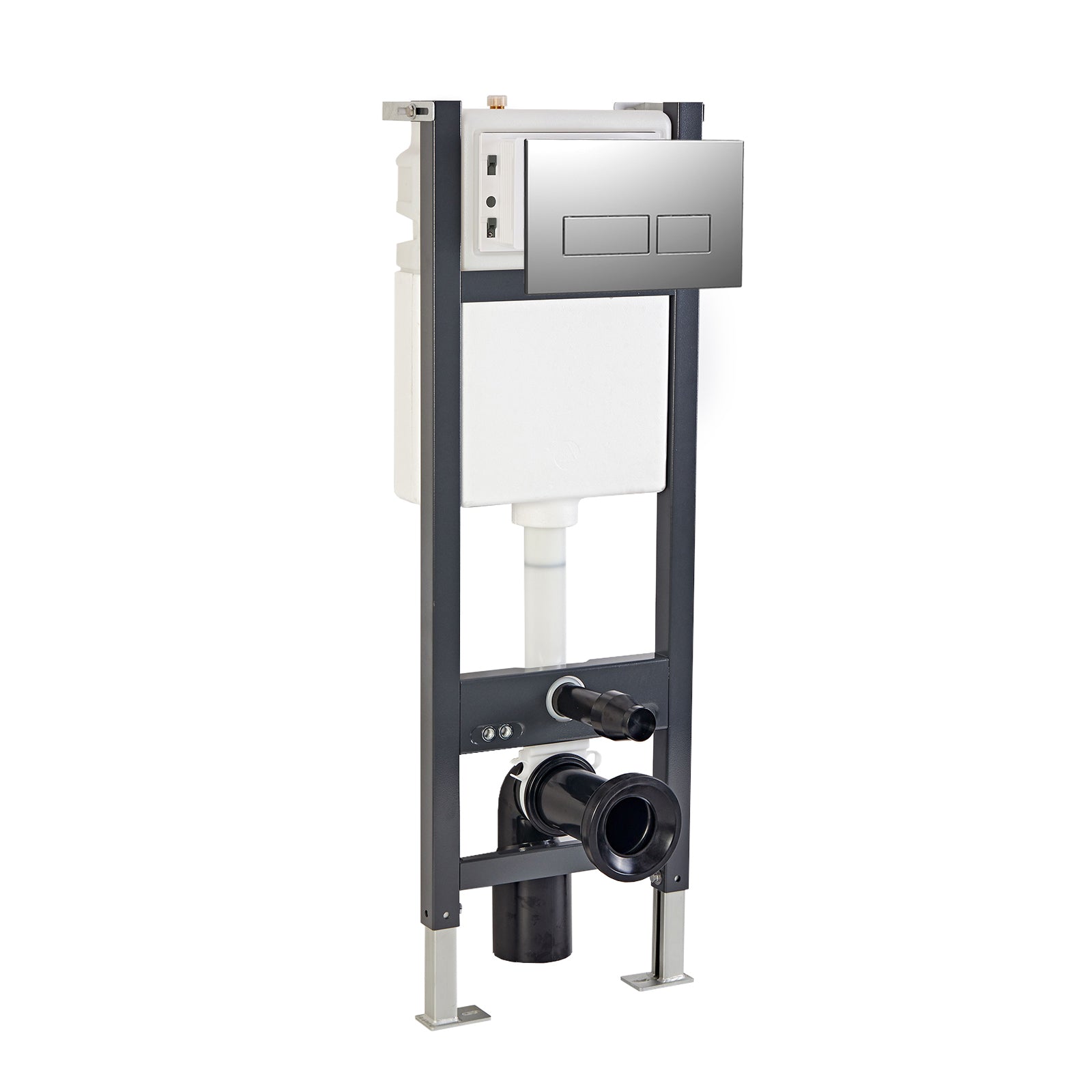 Wall Hung 1.13m Toilet Cistern Frame with Modern Chrome Square Button Flush Plate