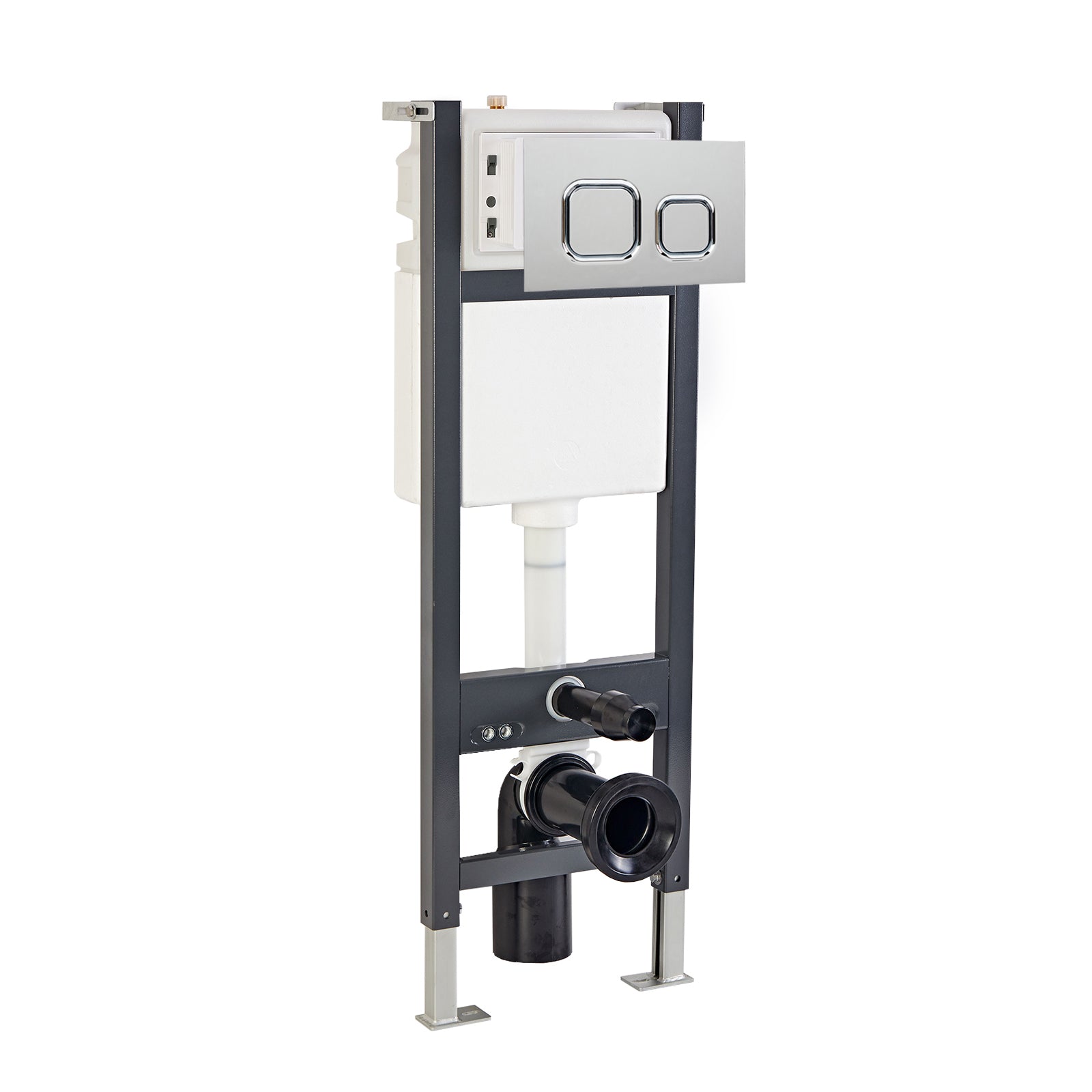 Wall Hung 1.13m Toilet Cistern Frame with Avant Chrome Square Push Button