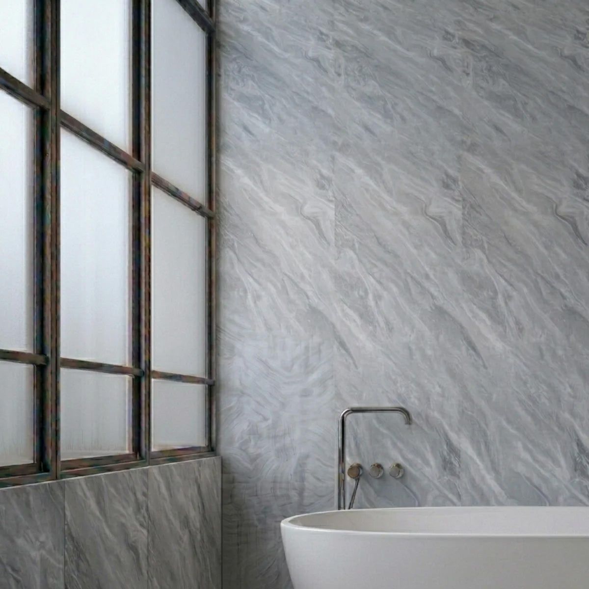 Apollo Gloss Grey Marble PVC Shower Wall Panel 1000mm x 2400 mm x 10mm