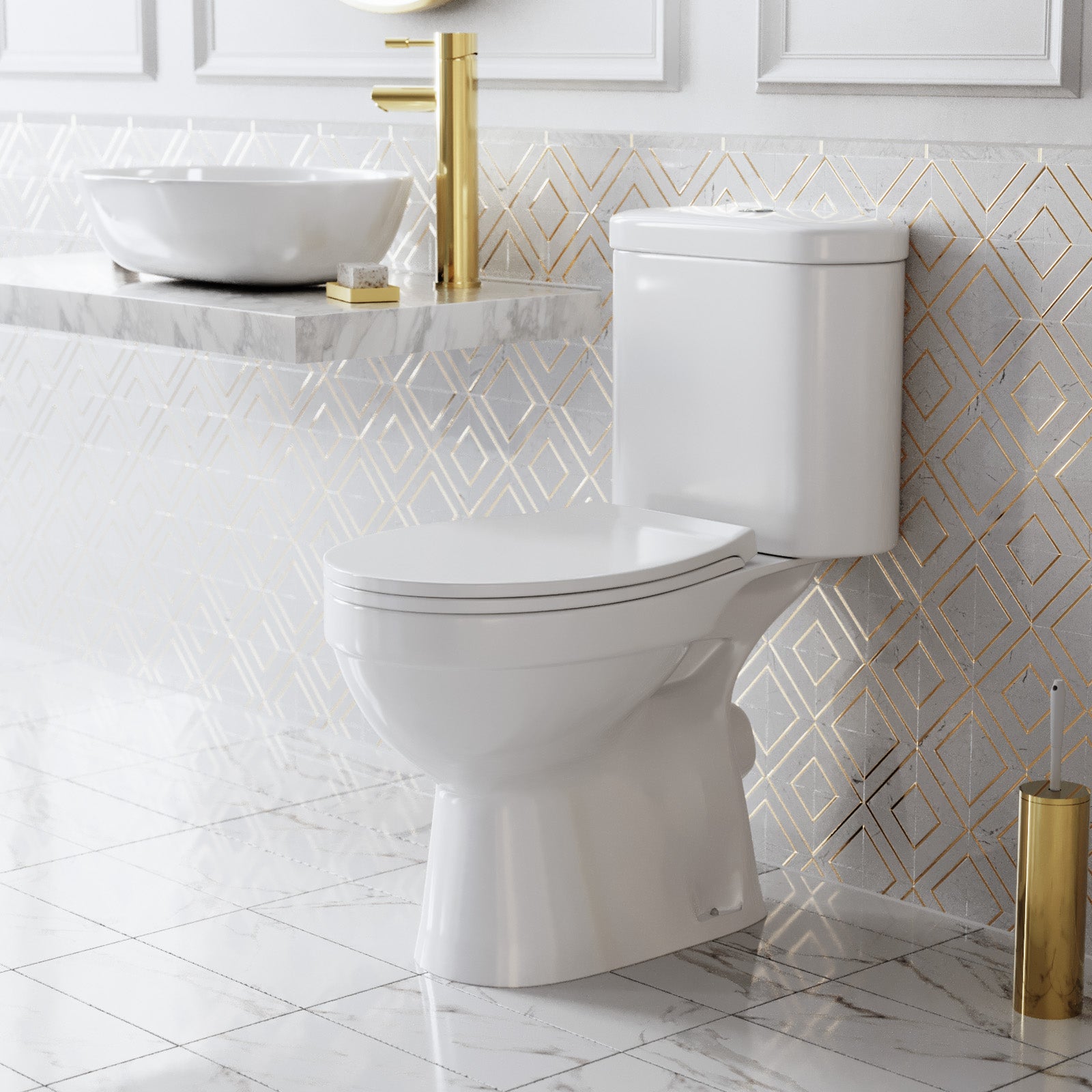 Rimless Close Coupled Toilet With Seat & Cistern