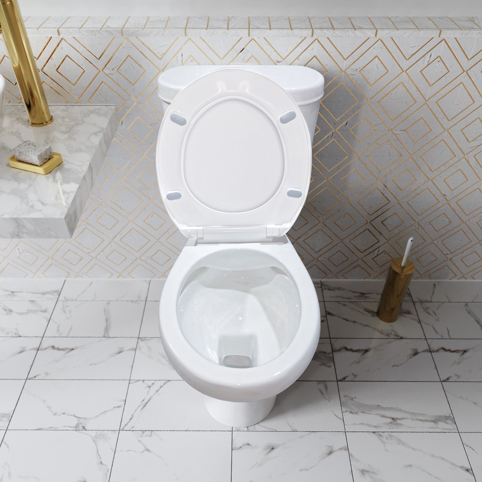 Toilet, Pedestal Basin, Round Bath & Shower Screen 3-Piece Suite