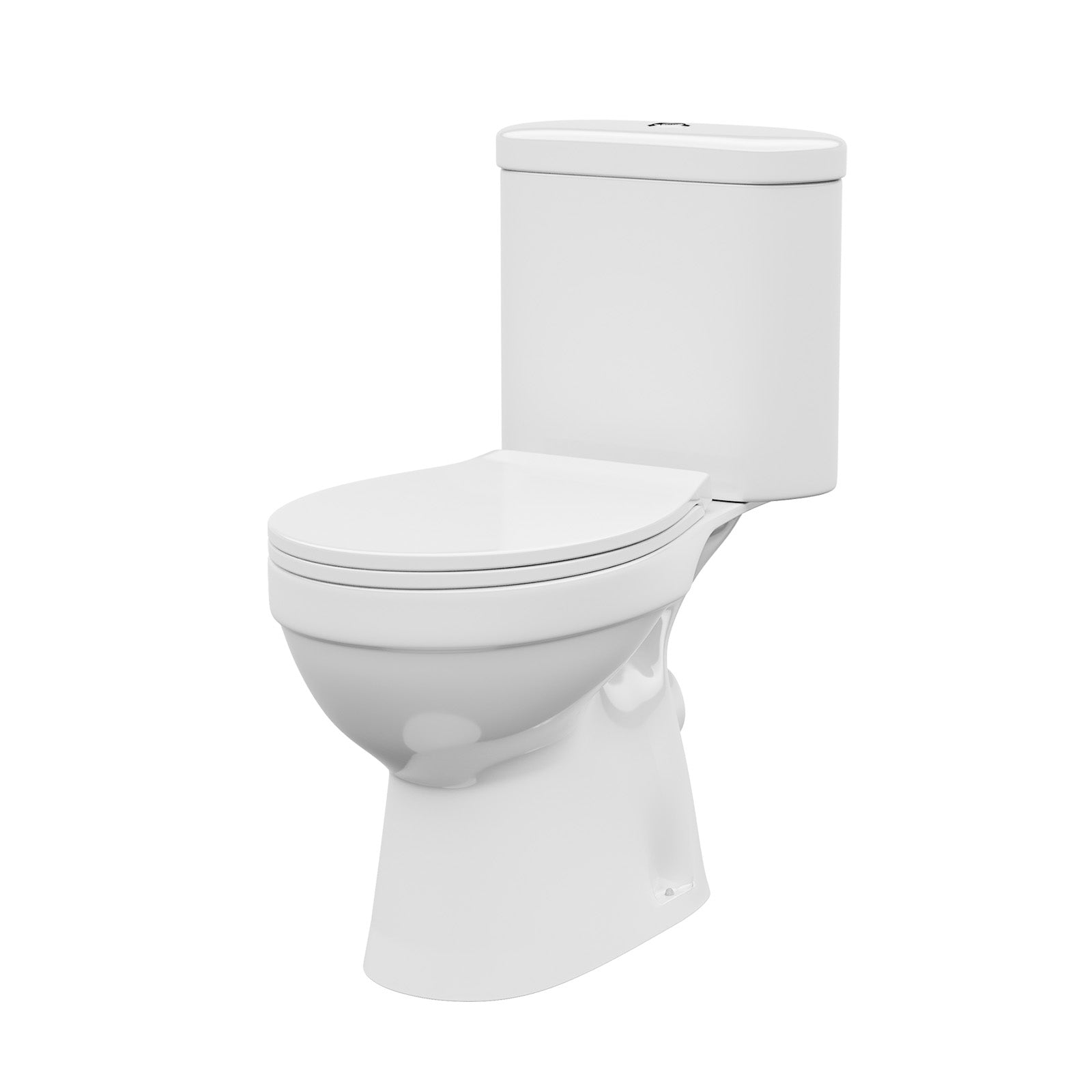 Amber Rimless Close-Coupled WC Toilet Pan and Soft Close Seat with Dual Flush