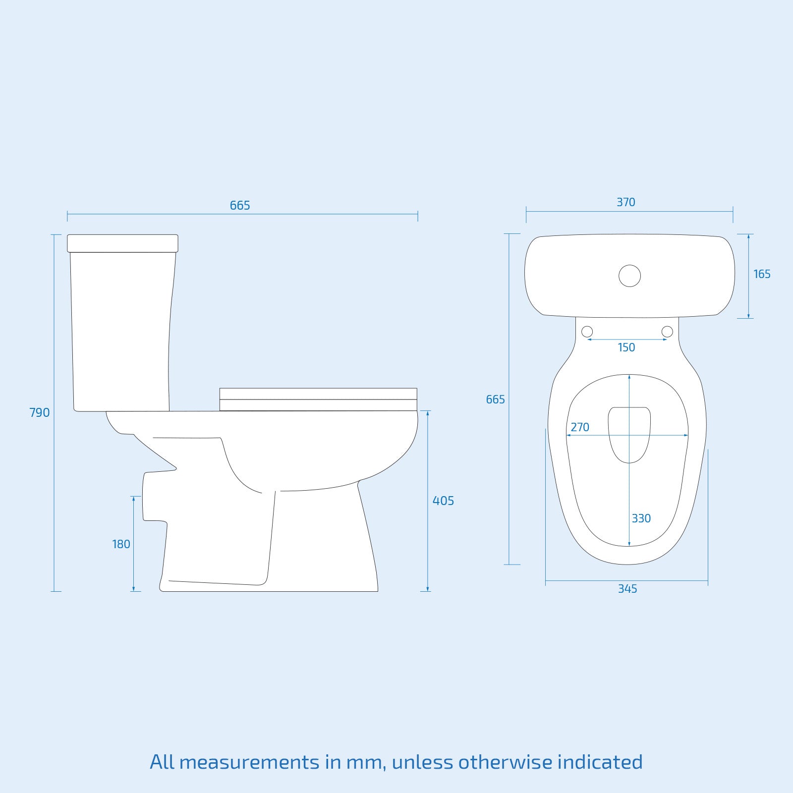 Rimless Close Coupled Toilet With Seat & Cistern