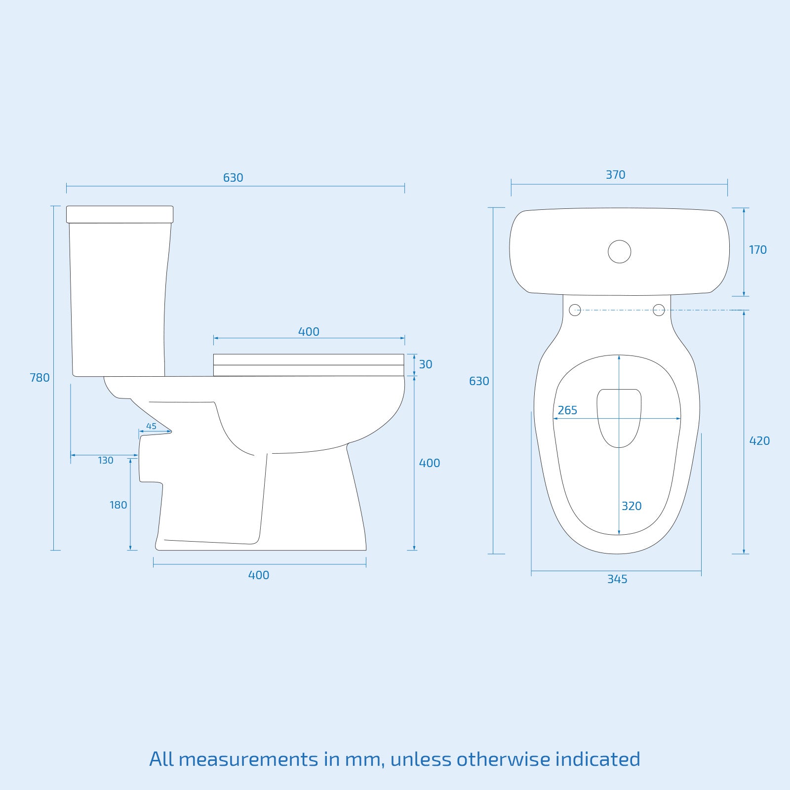 Amber Rimless Close-Coupled WC Toilet Pan and Soft Close Seat with Dual Flush