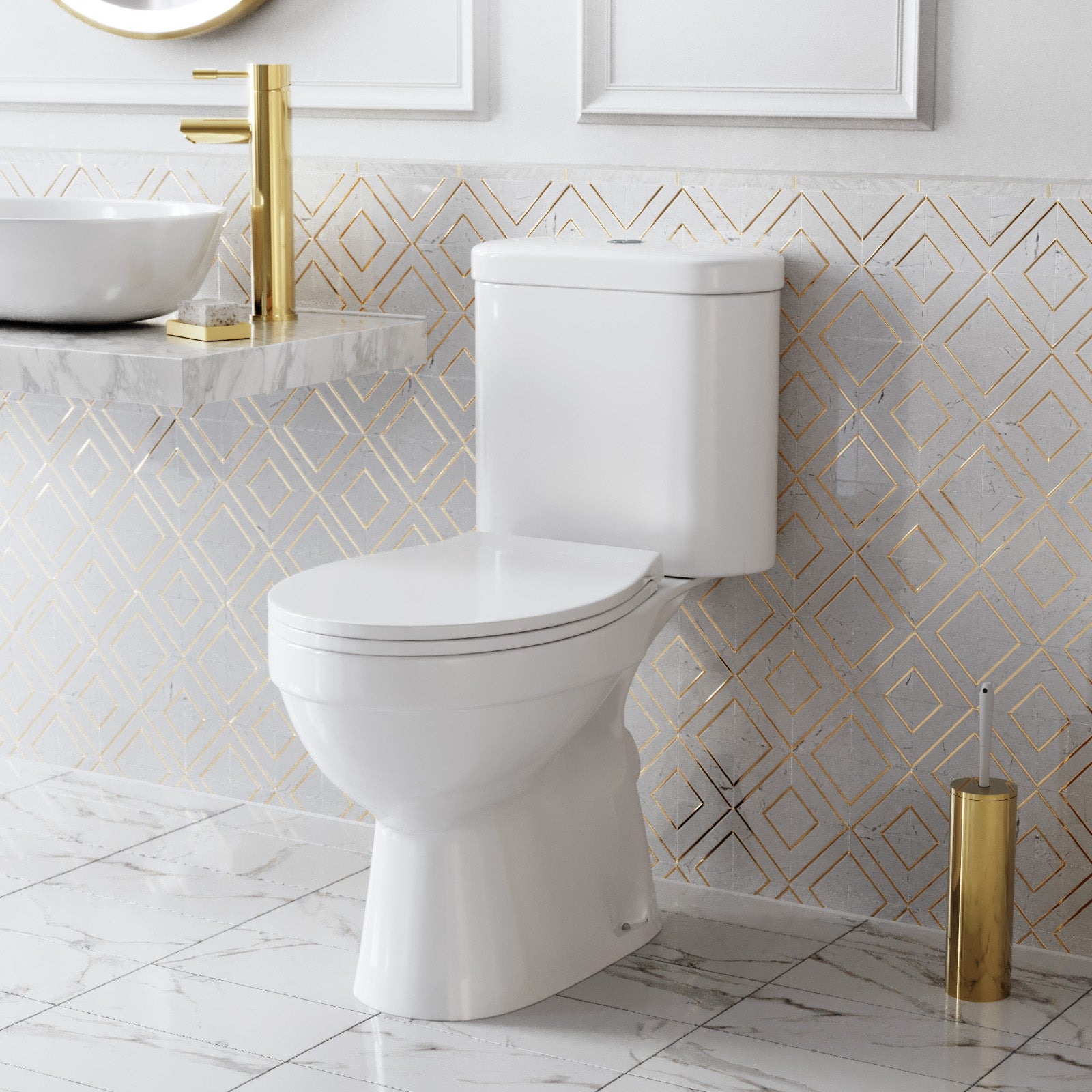 Rimless Close Coupled Toilet With Seat & Cistern