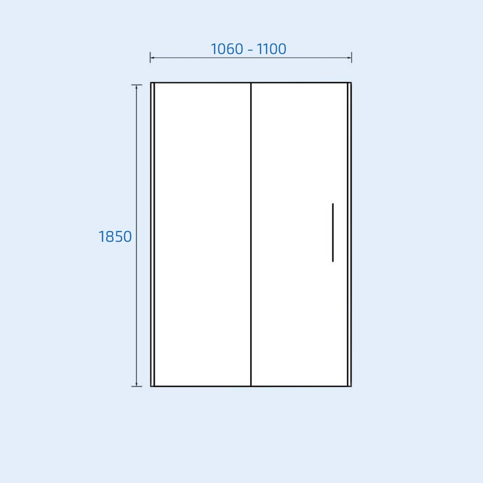 Averi 1100mm Chrome Tempered Glass Sliding Door Panel for Shower Enclosure