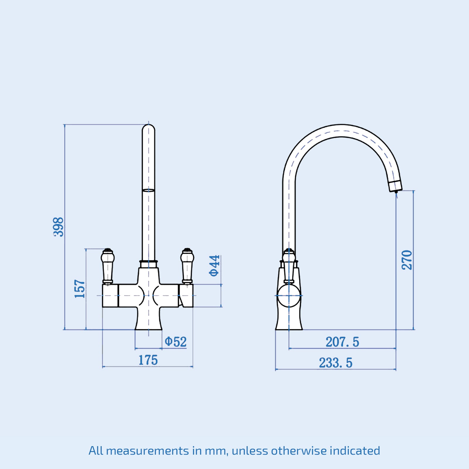 3 in 1 Single Lever Boiler Kitchen Mixer Complete Tap Set - Chrome