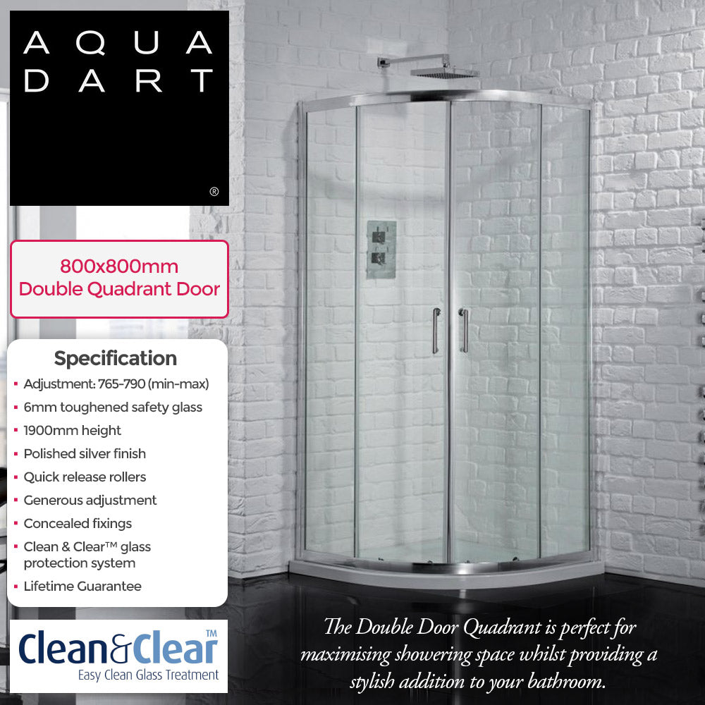 Aquadart Venturi 6 Double Quadrant Shower Door 800mm