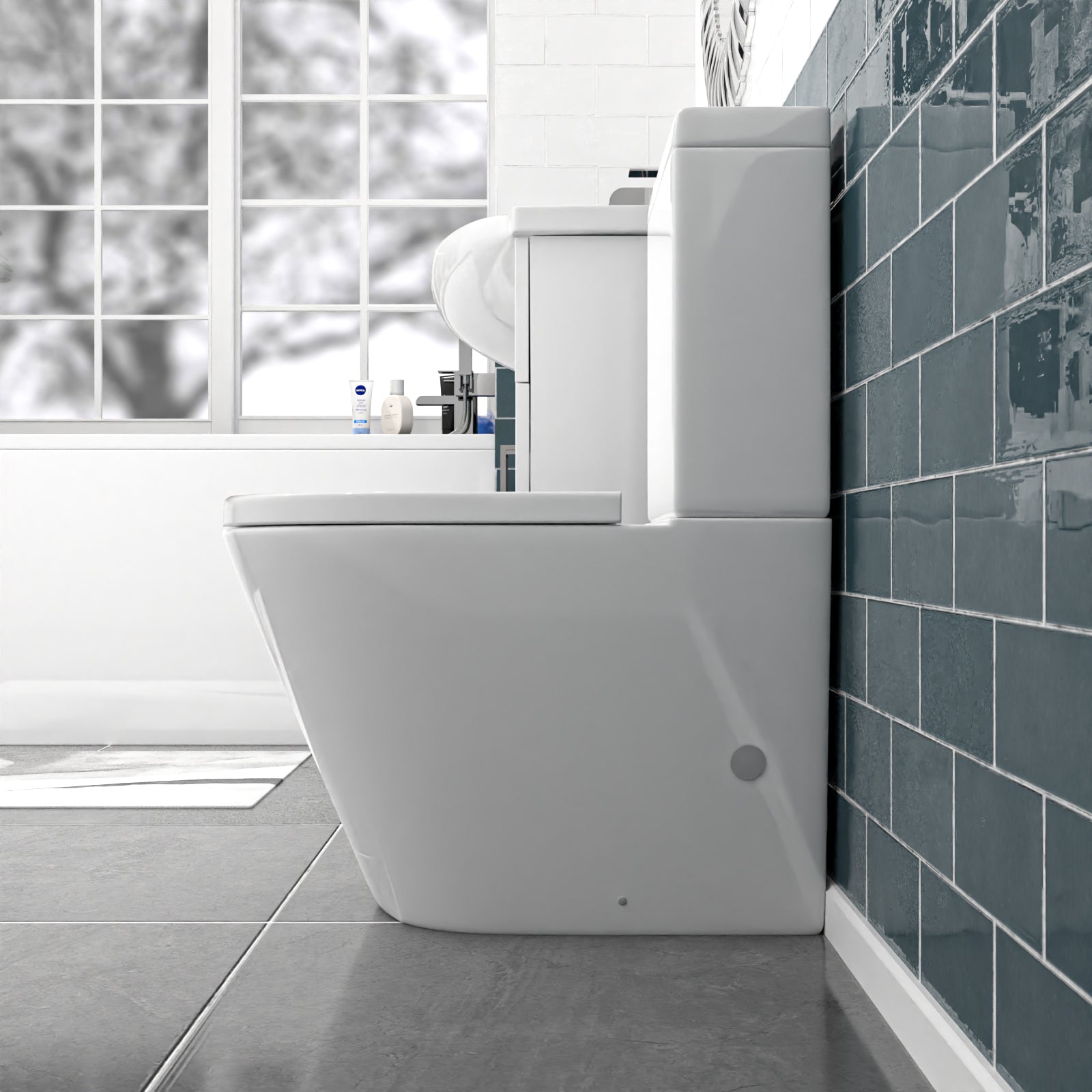 Modern bathroom with a white toilet 