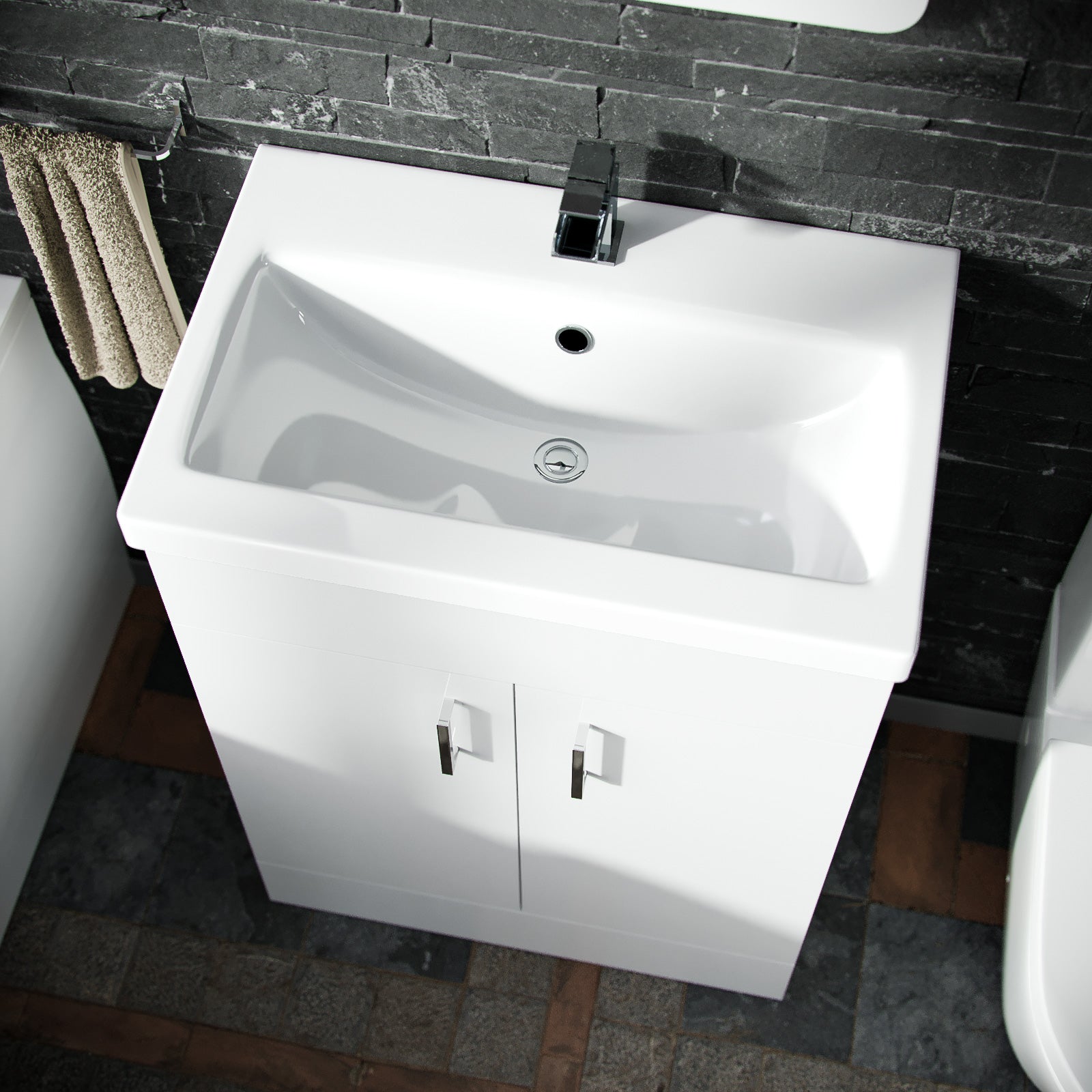 Nanuya Small Freestanding Bathroom Cloakroom Vanity Cabinet Unit With Basin Sink