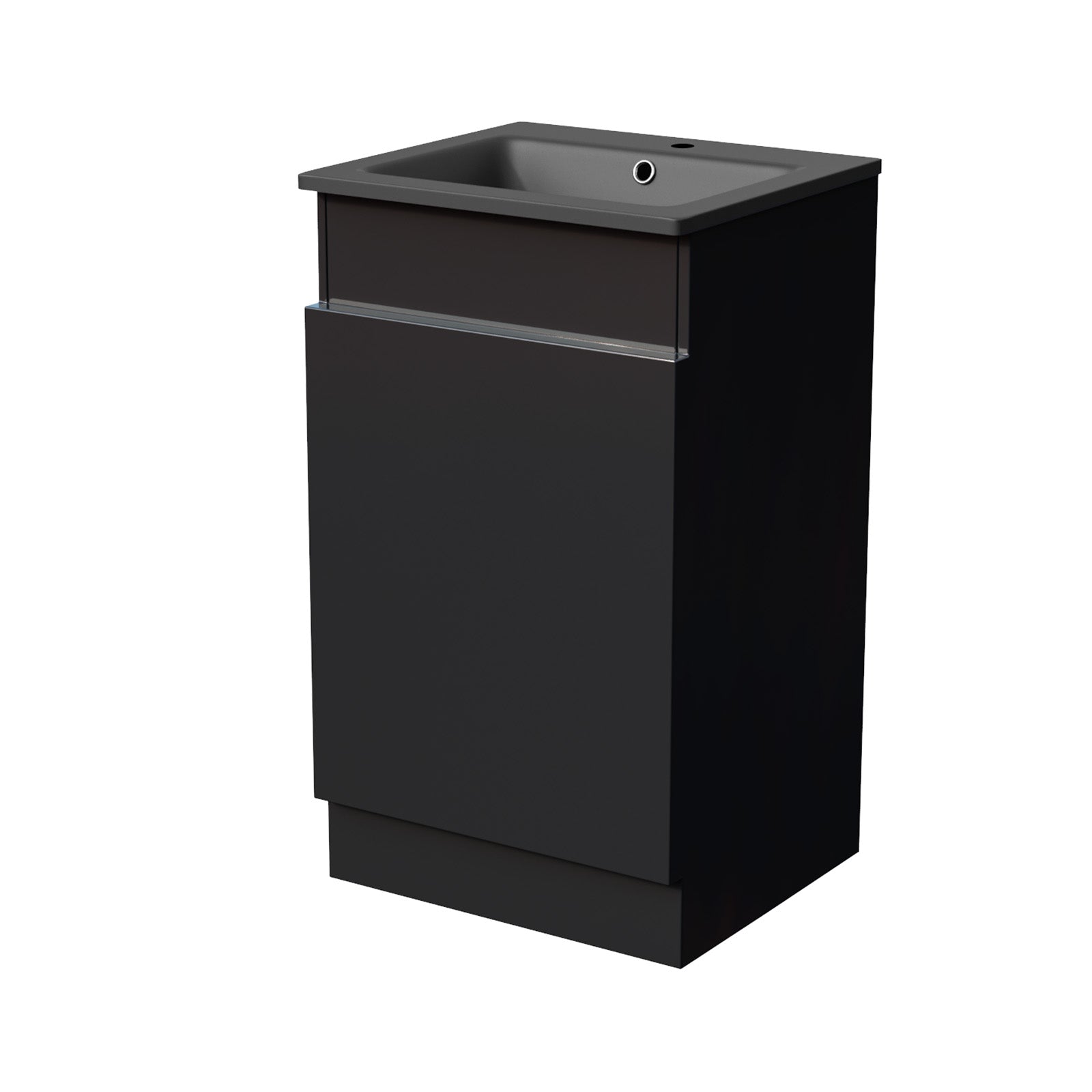 Aston 485mm Left Hand Black Vanity Unit with Black Resin Basin