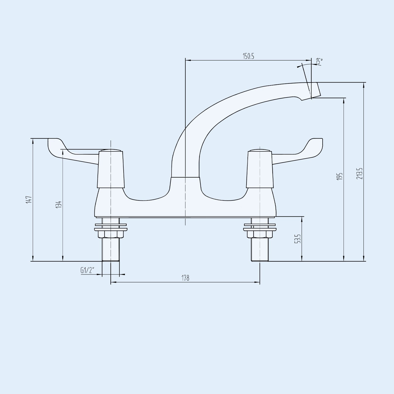 Accessible Chrome Kitchen Deck Mounted Sink Mixer Tap
